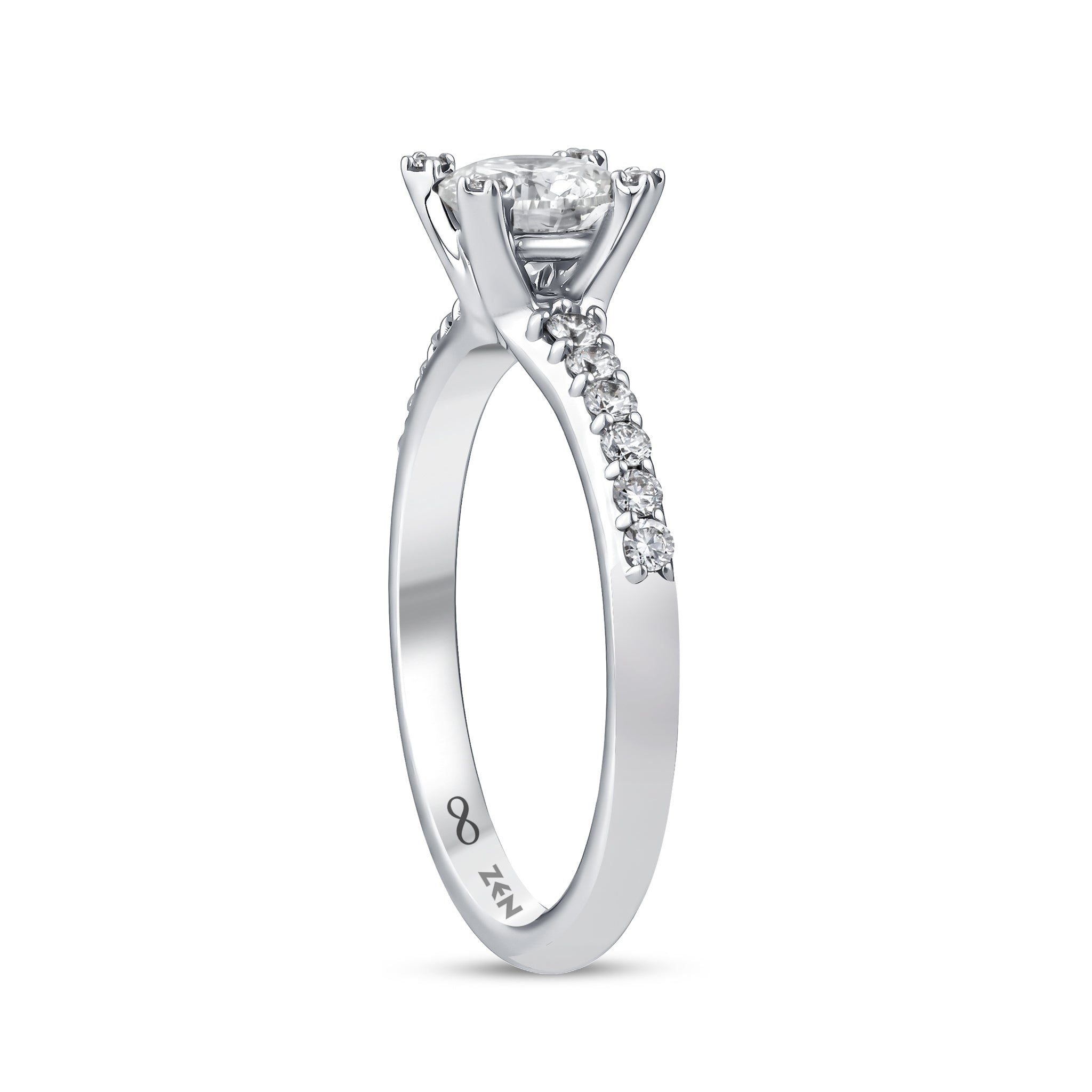 Diamond Side Stone Engagement Ring