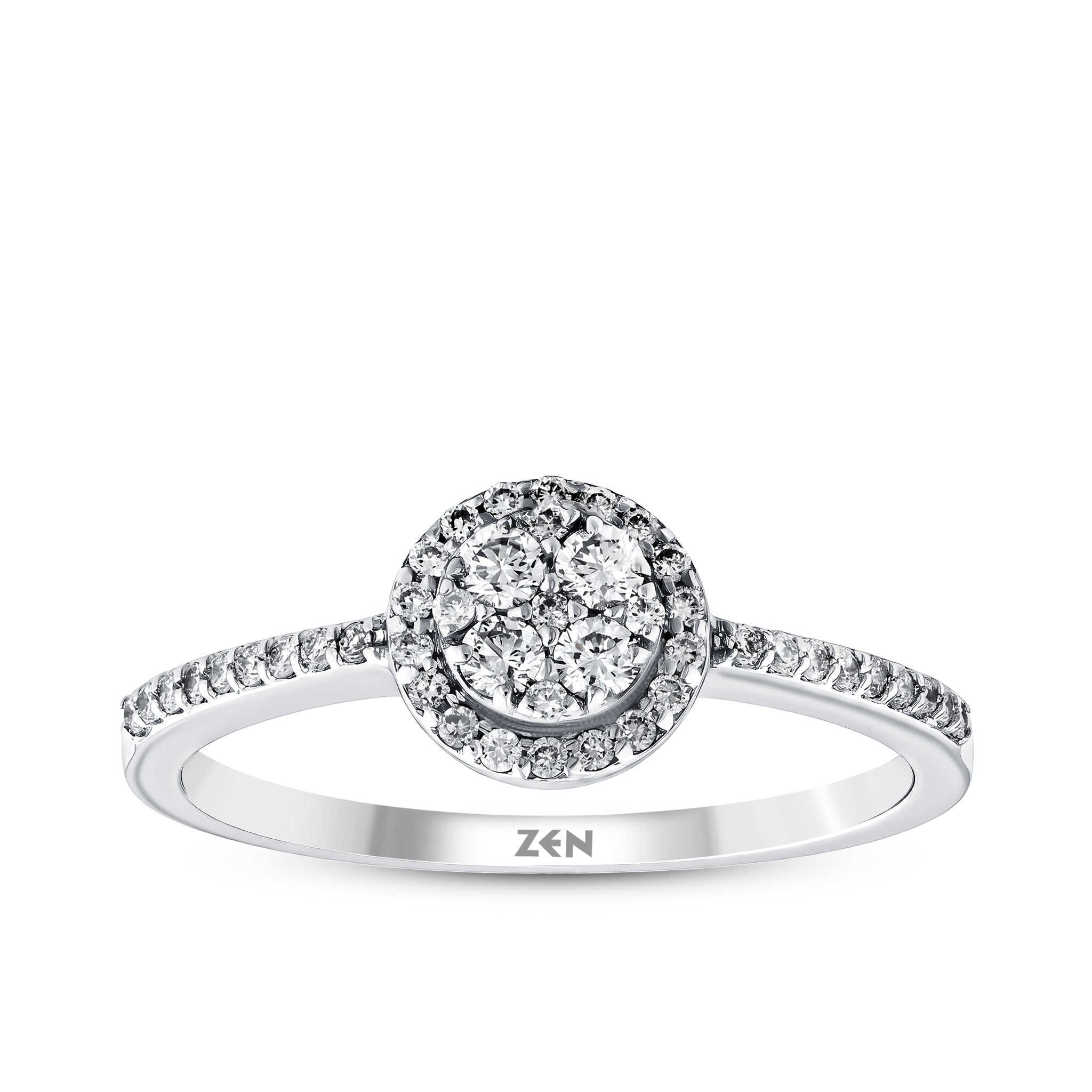 Diamond Side Stone Engagement Ring