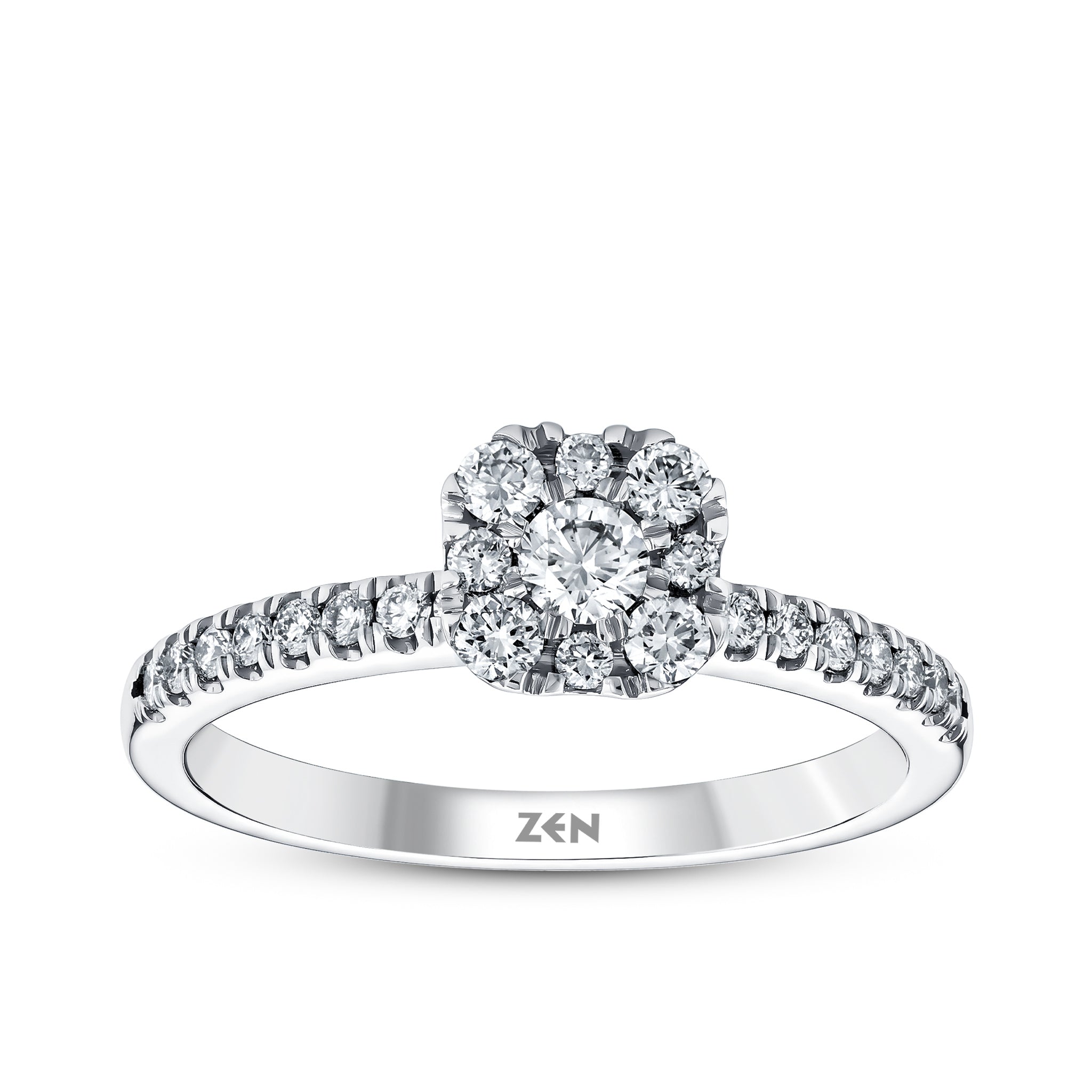 Diamond Side Stone Engagement Ring