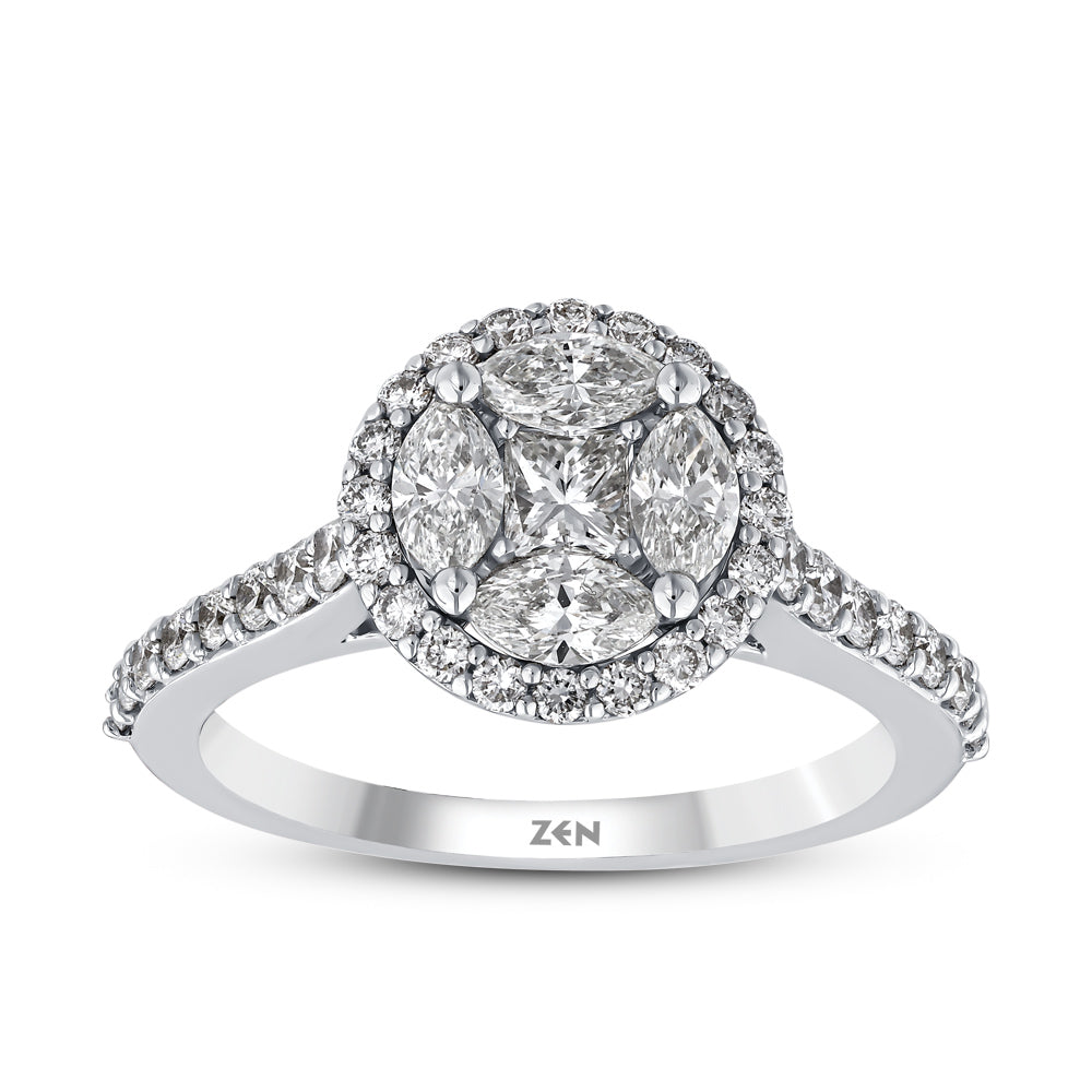 Side Stone Diamond Engagement Ring