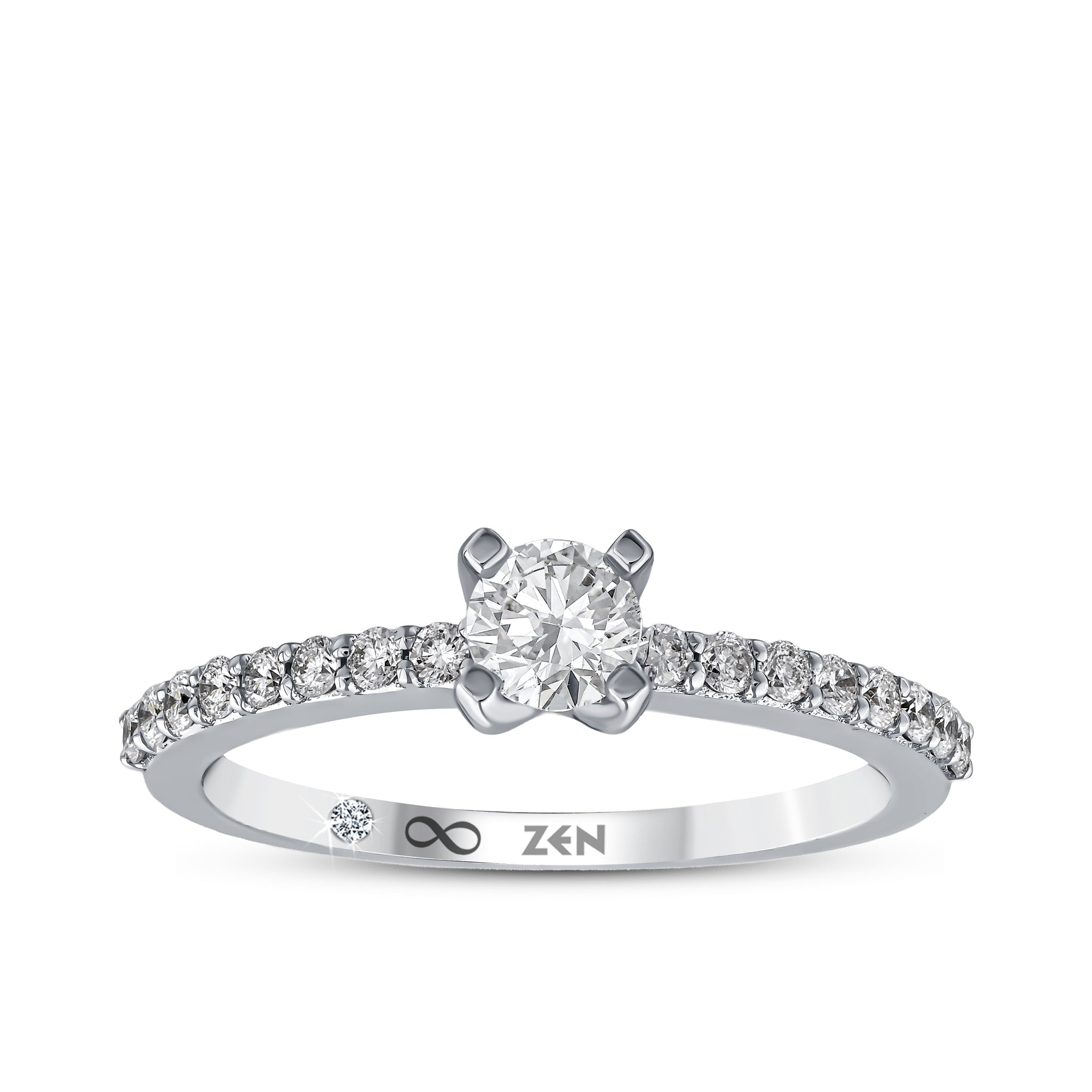 Diamond Side Stone Engagement Ring