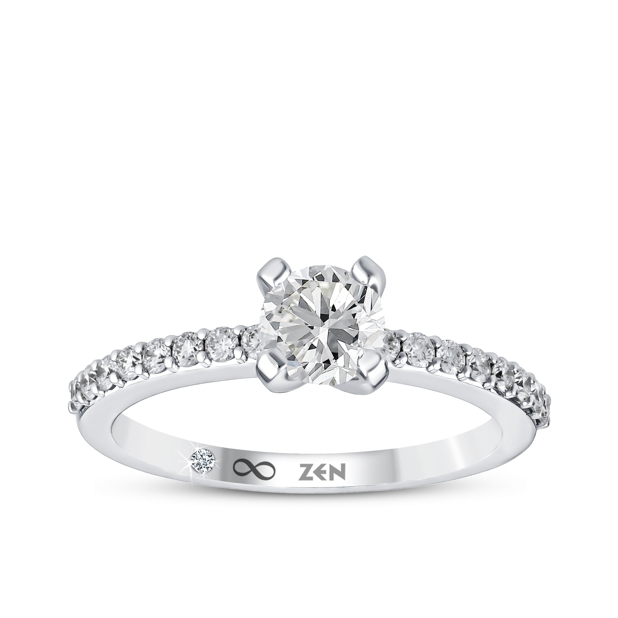Diamond Side Stone Engagement Ring