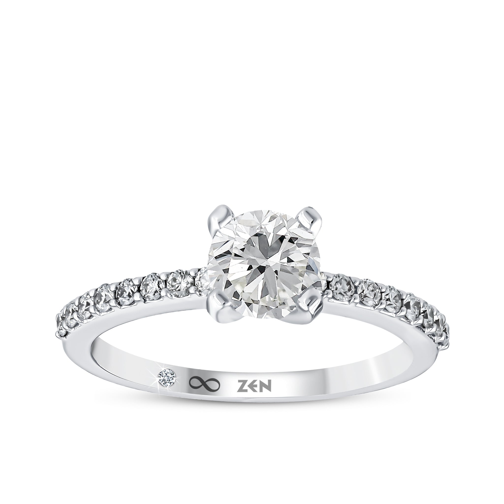 Diamond Side Stone Engagement Ring