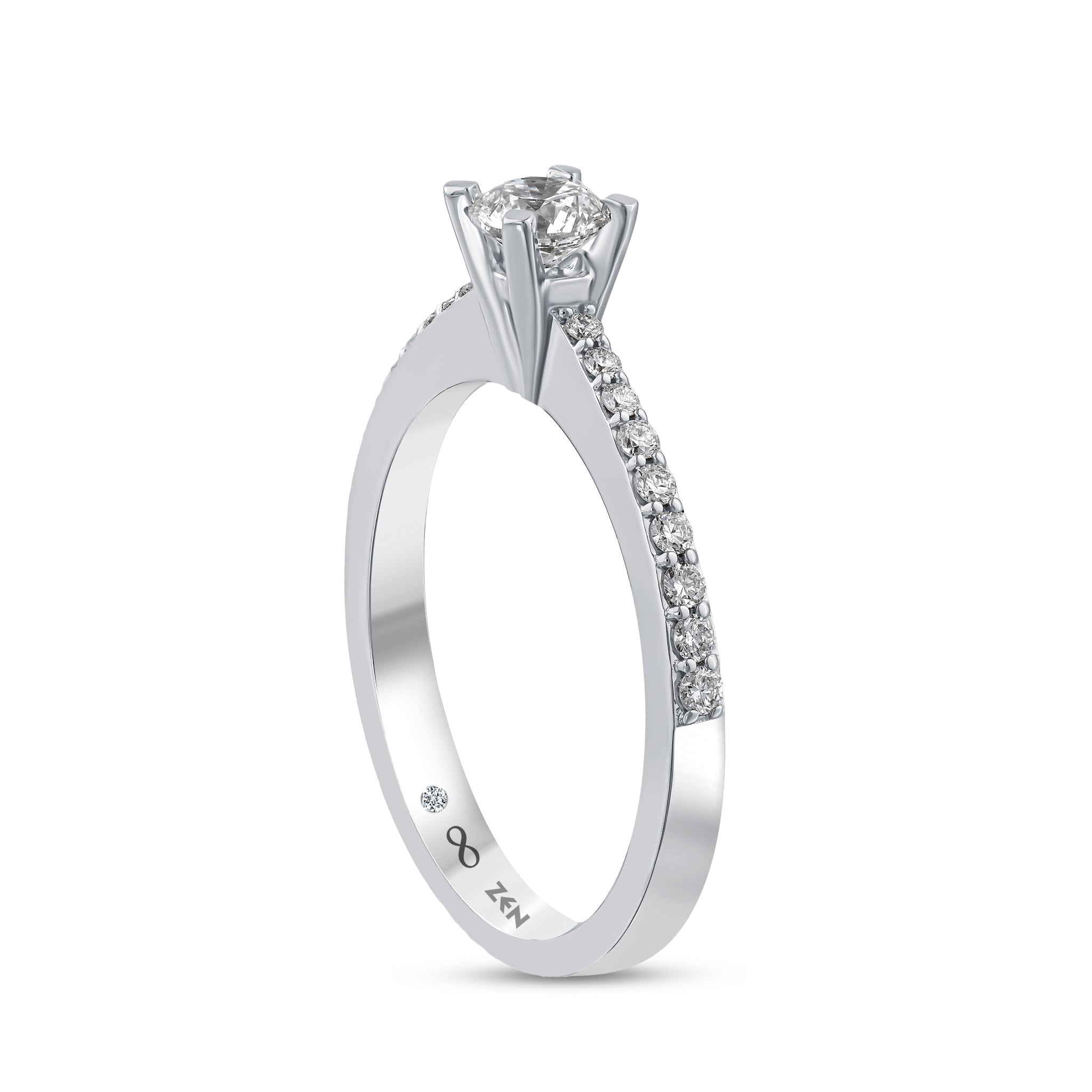 Diamond Side Stone Engagement Ring