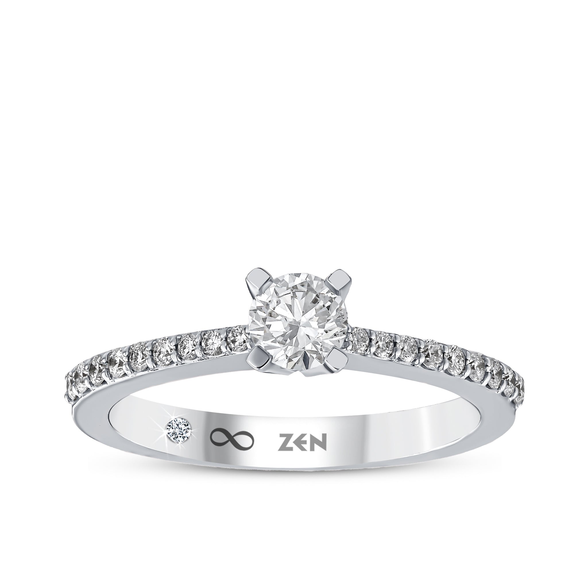 Diamond Side Stone Engagement Ring