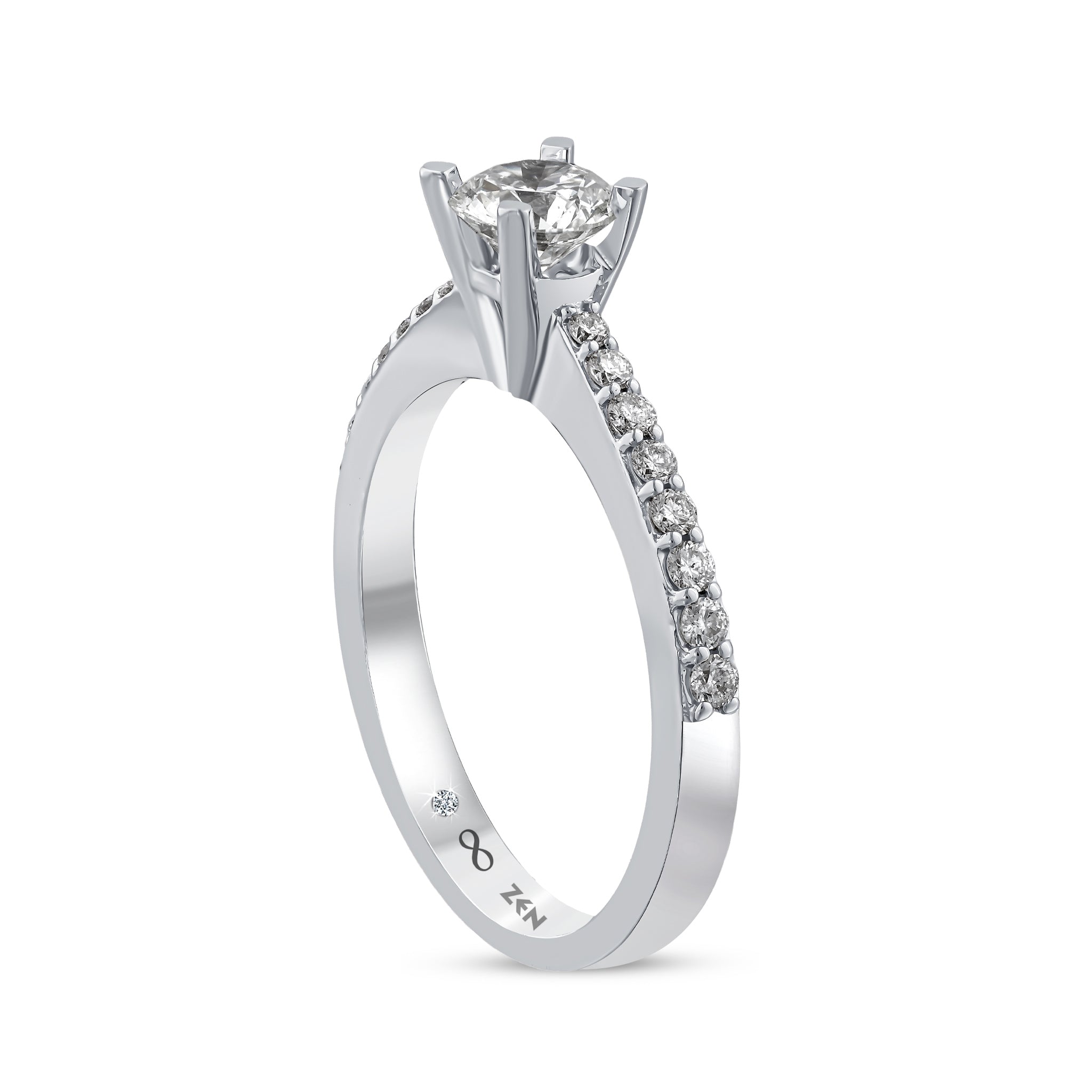 Diamond Side Stone Engagement Ring