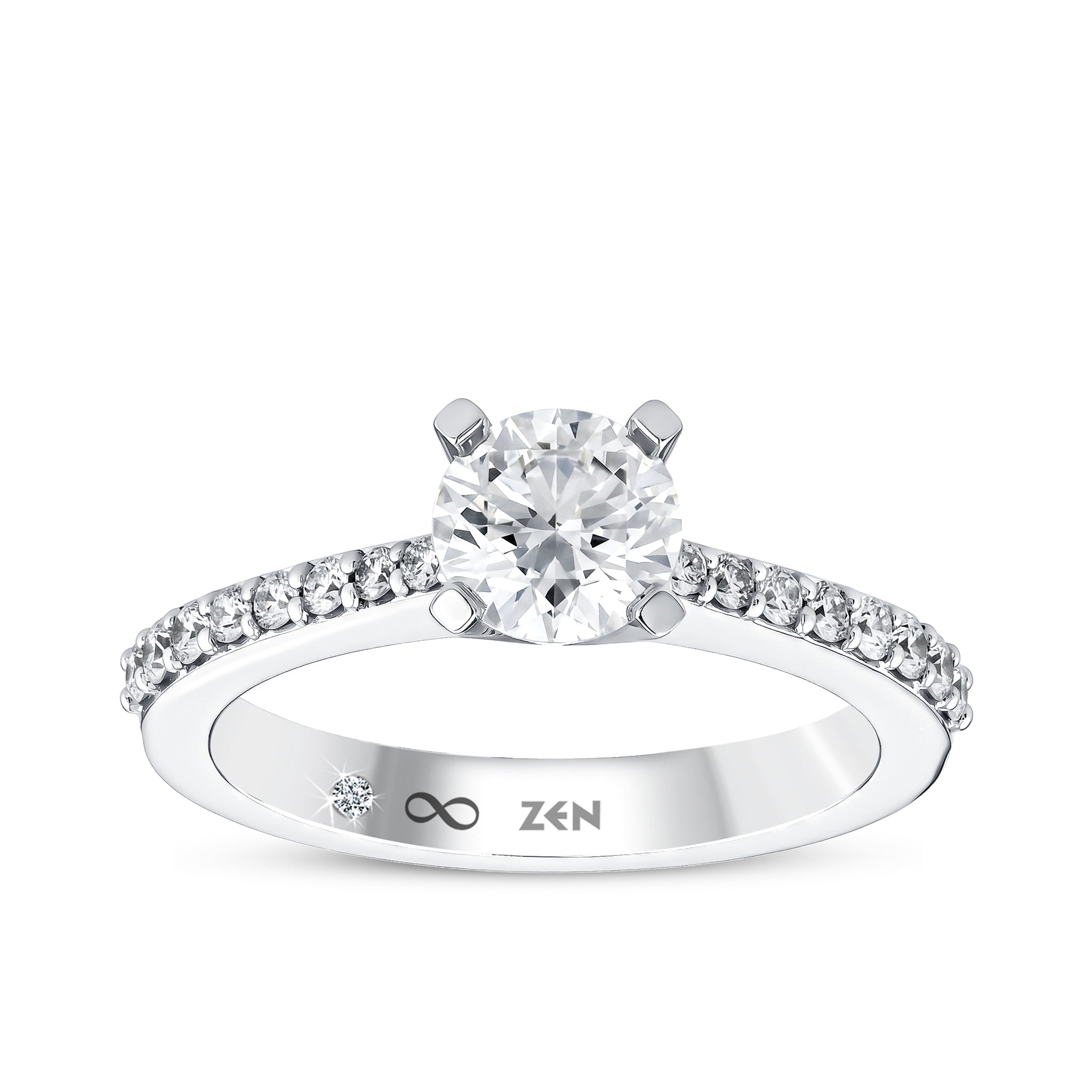 Diamond Side Stone Engagement Ring
