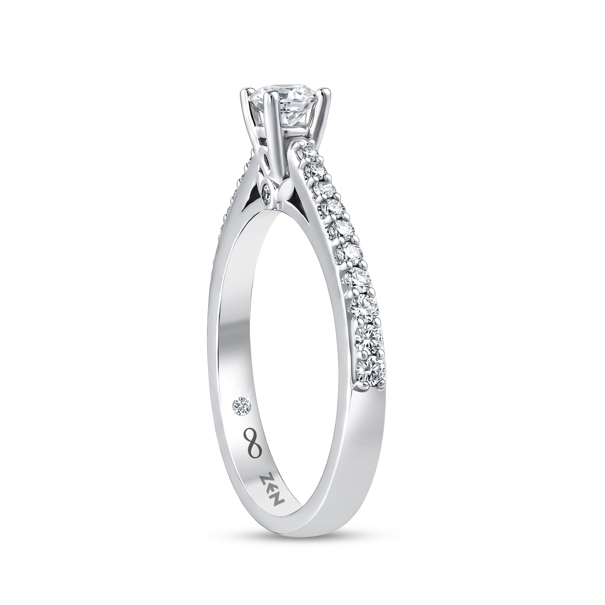 Diamond Side Stone Engagement Ring