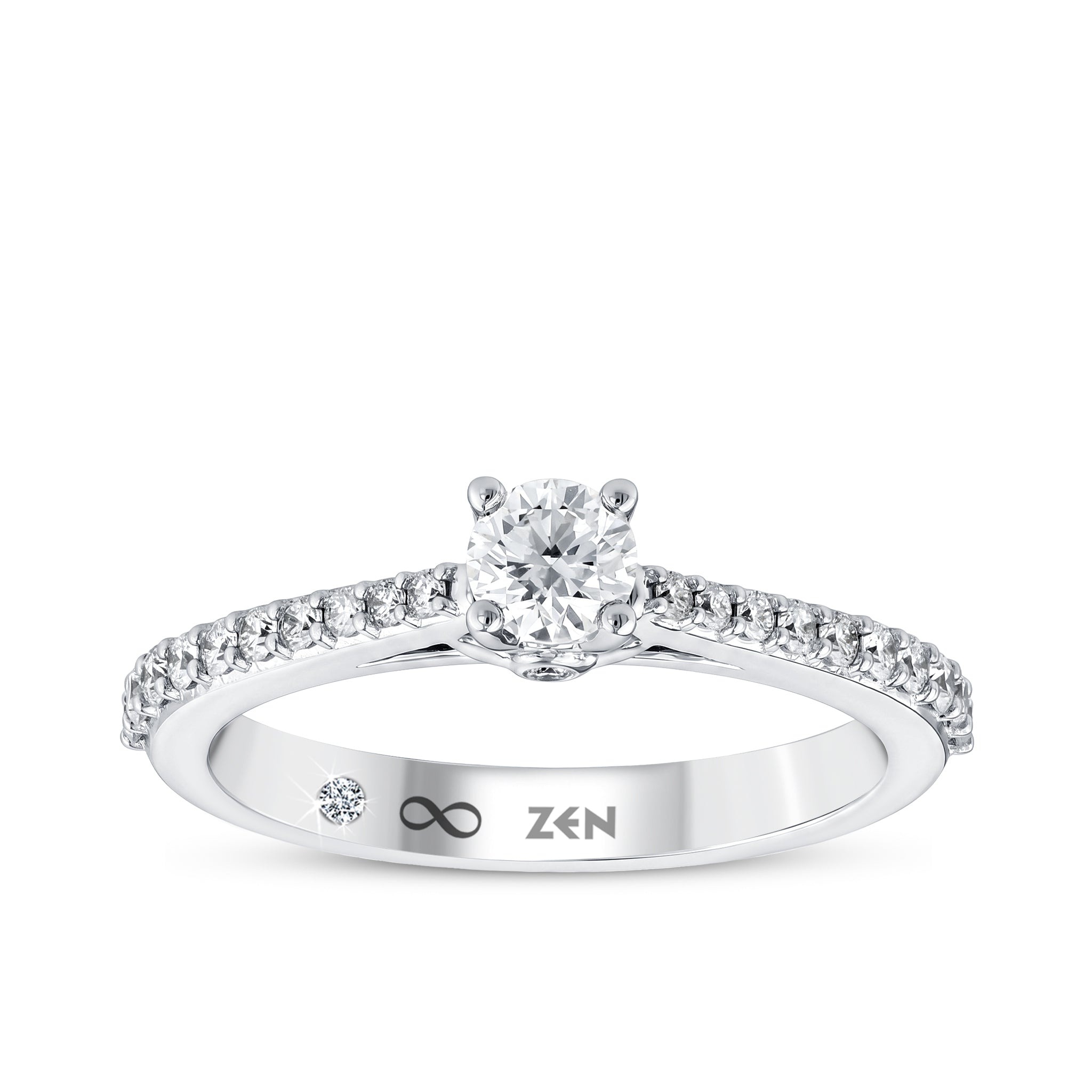 Diamond Side Stone Engagement Ring