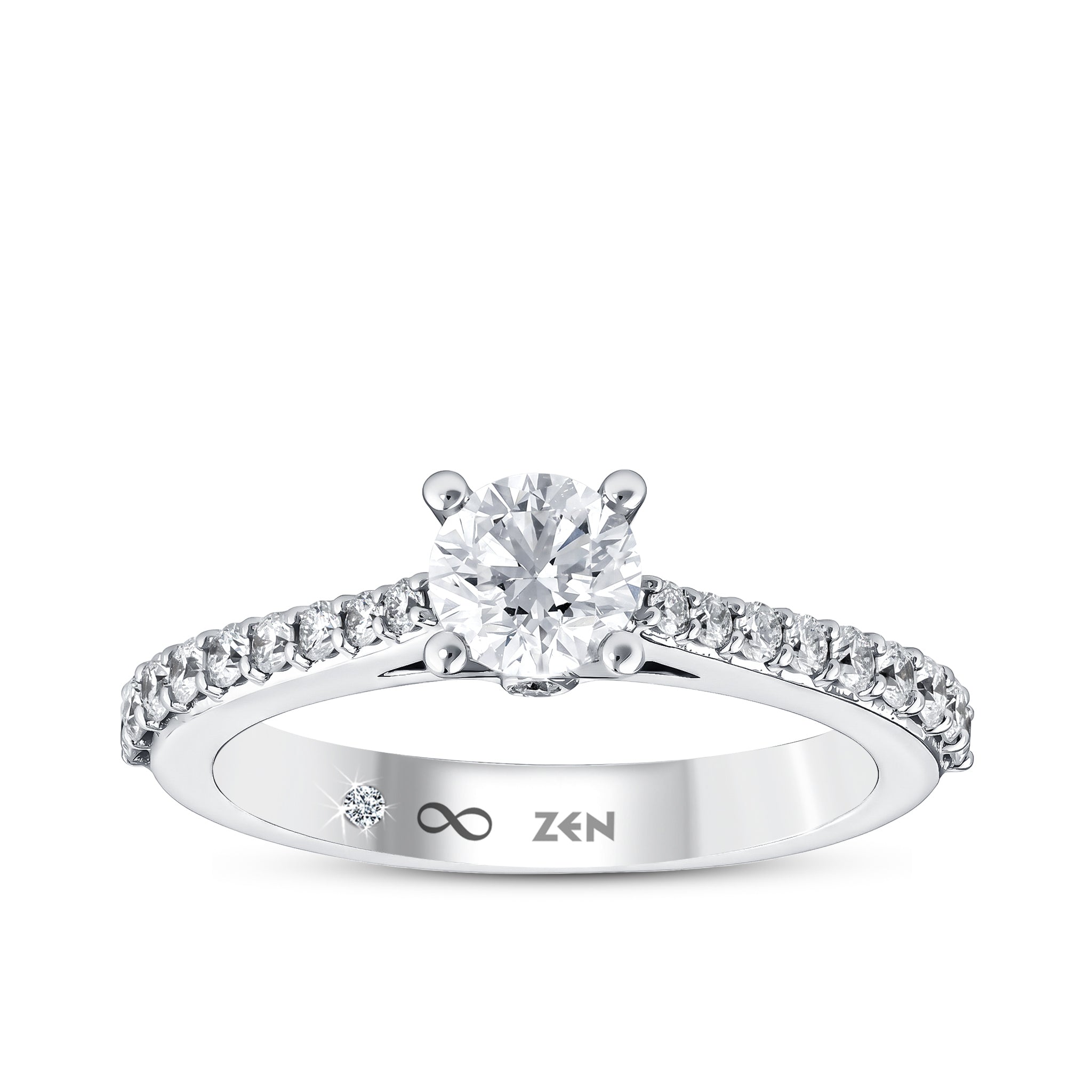 Diamond Side Stone Engagement Ring
