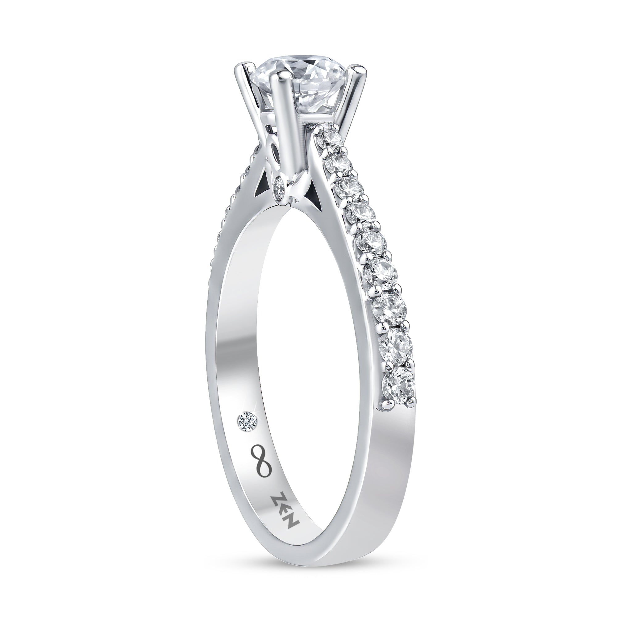 Diamond Side Stone Engagement Ring