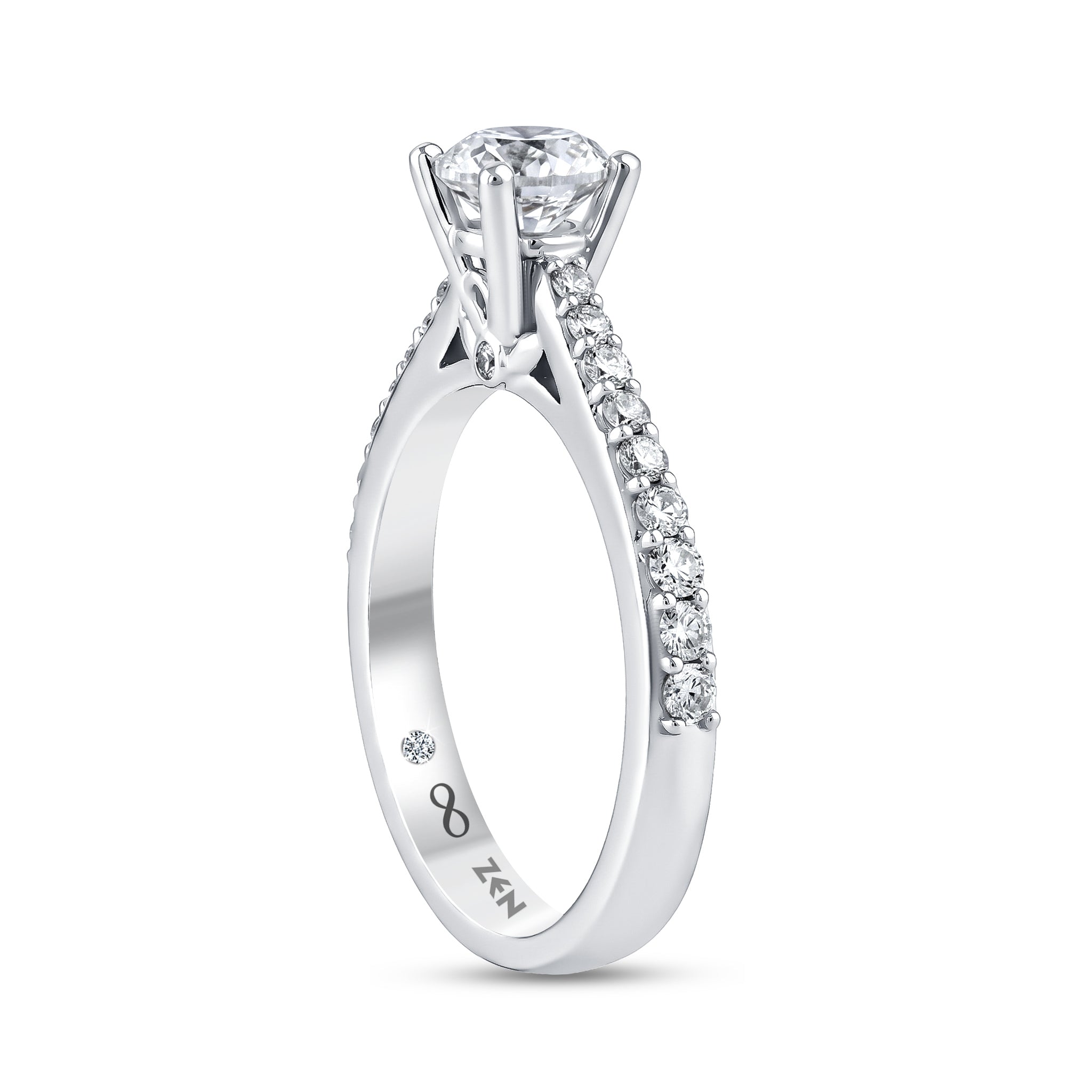 Diamond Side Stone Engagement Ring