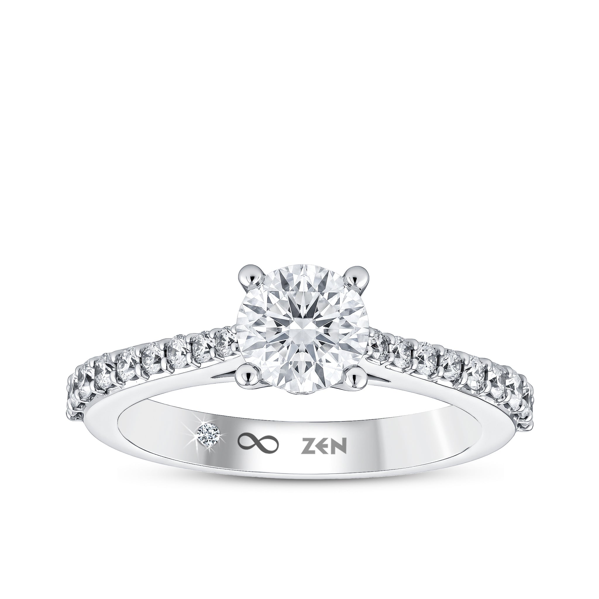 Diamond Side Stone Engagement Ring