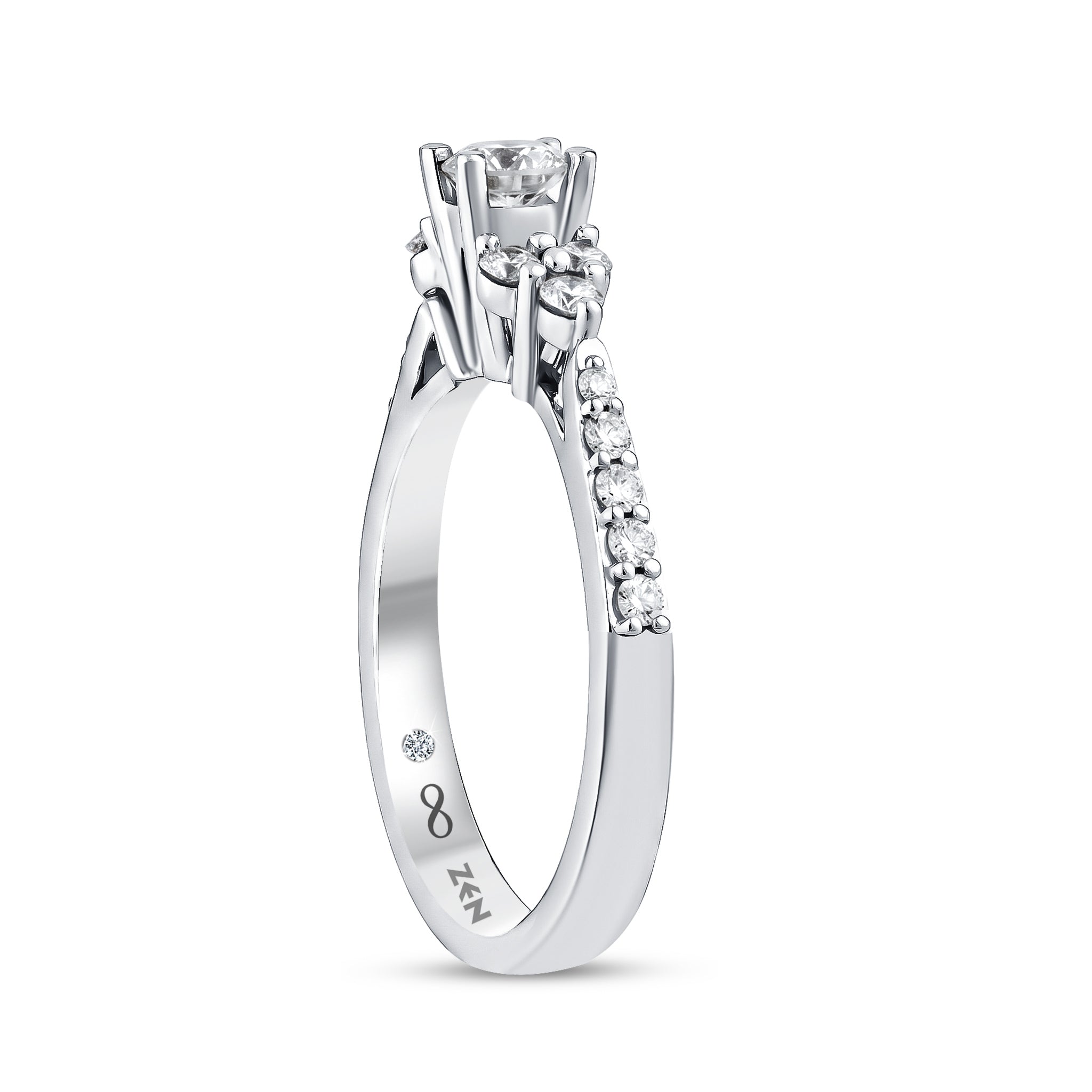 Diamond Side Stone Engagement Ring