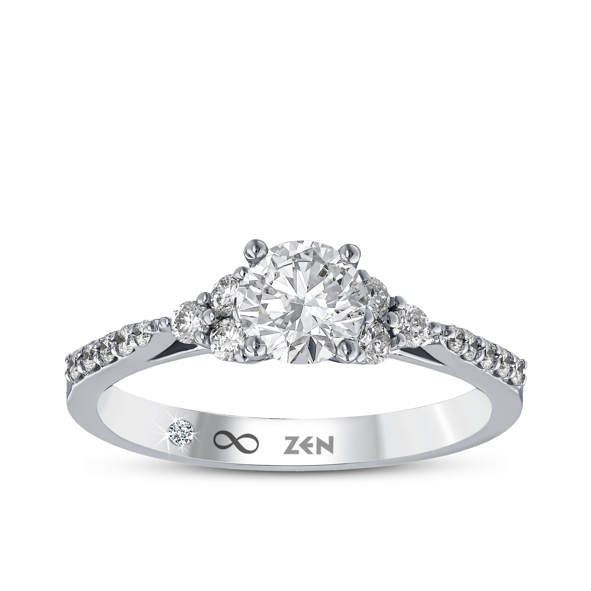 Diamond Side Stone Engagement Ring