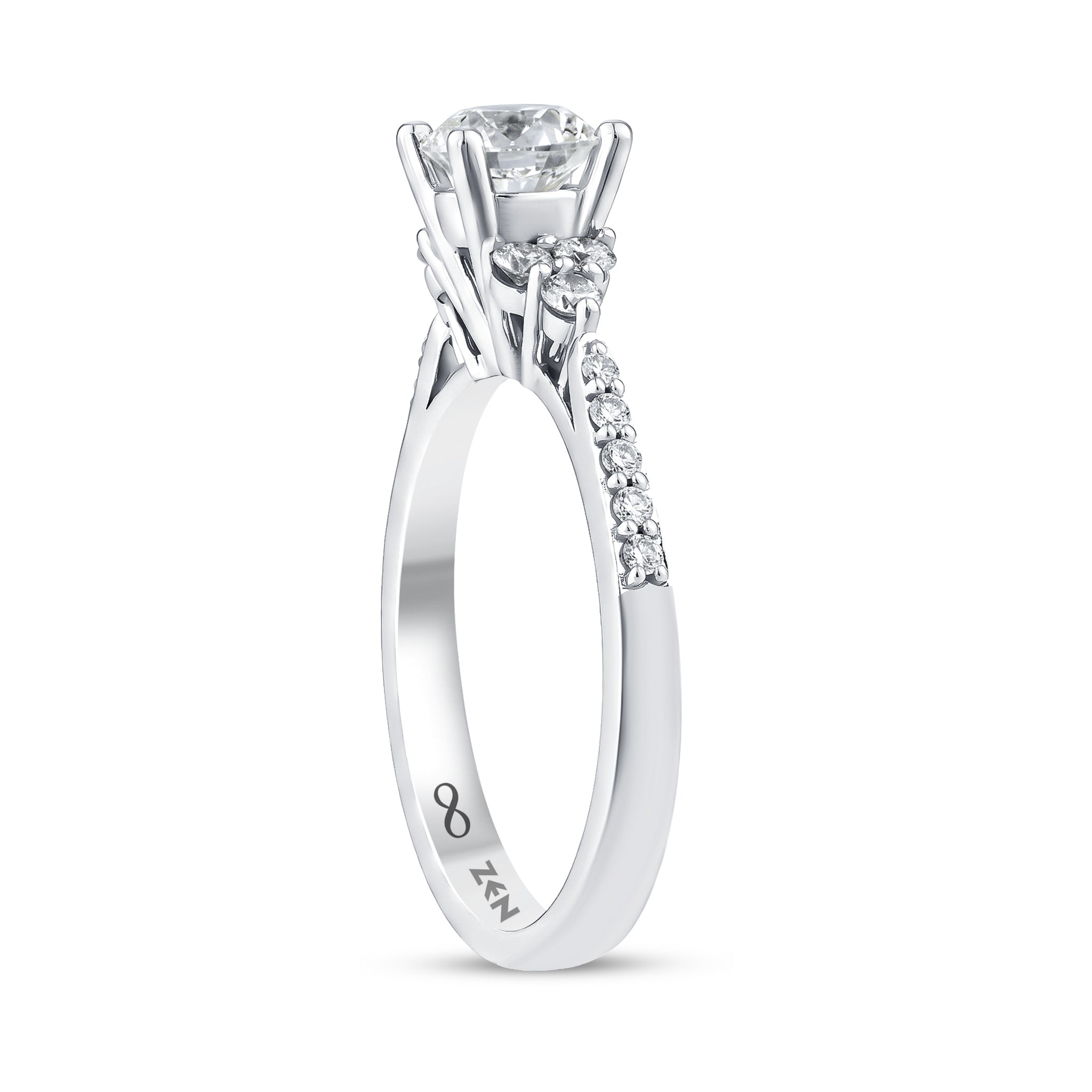Diamond Side Stone Engagement Ring