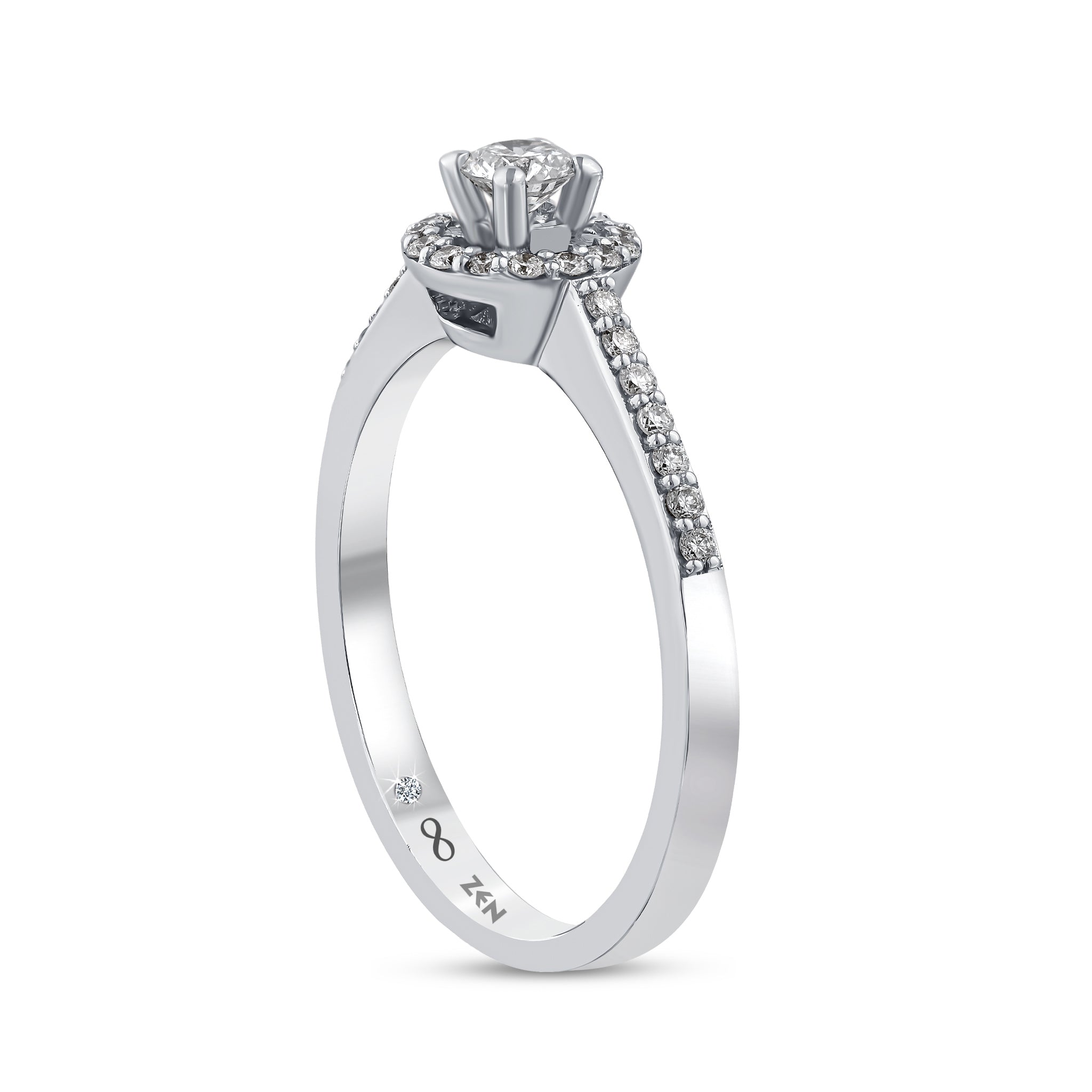 Diamond Side Stone Engagement Ring