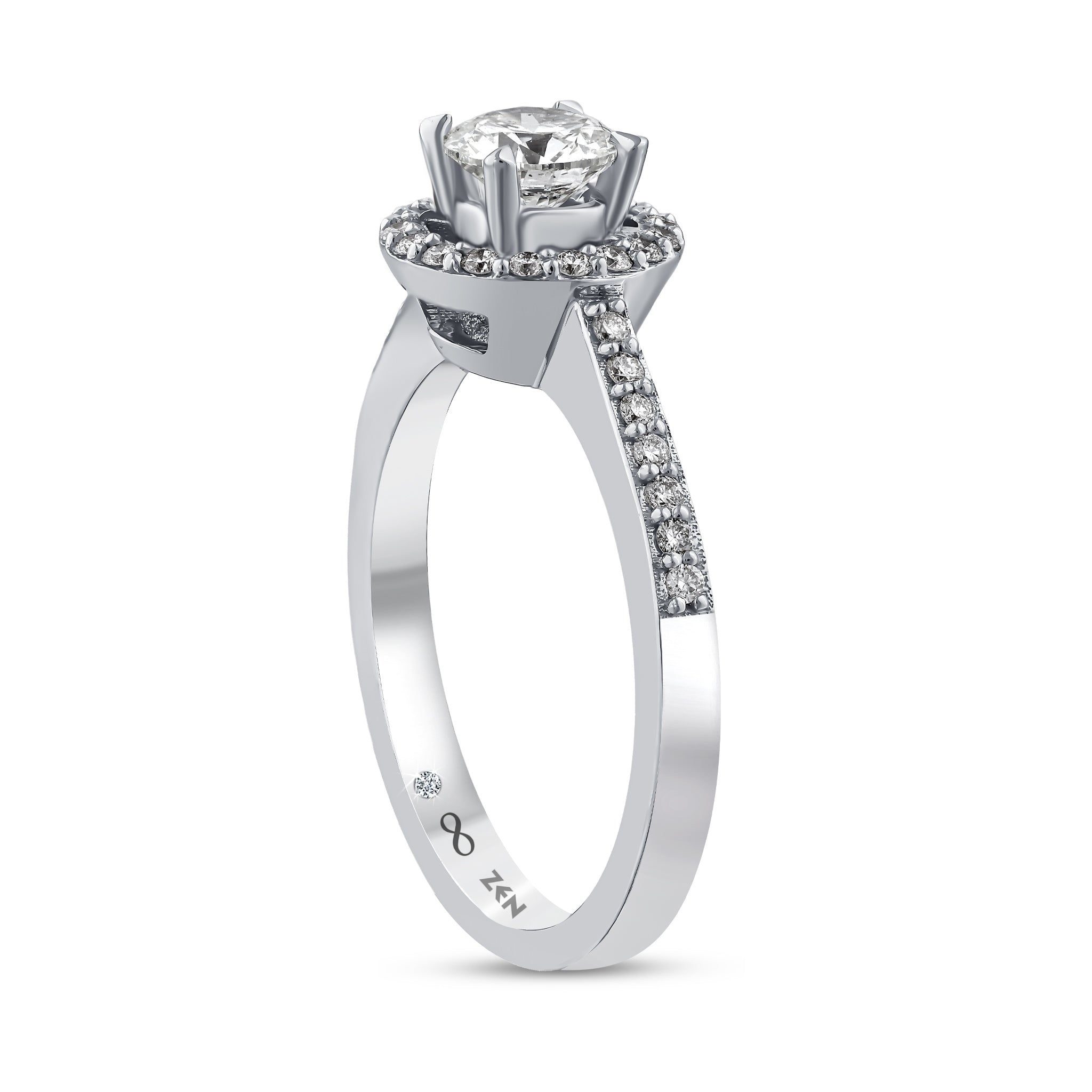Diamond Side Stone Engagement Ring