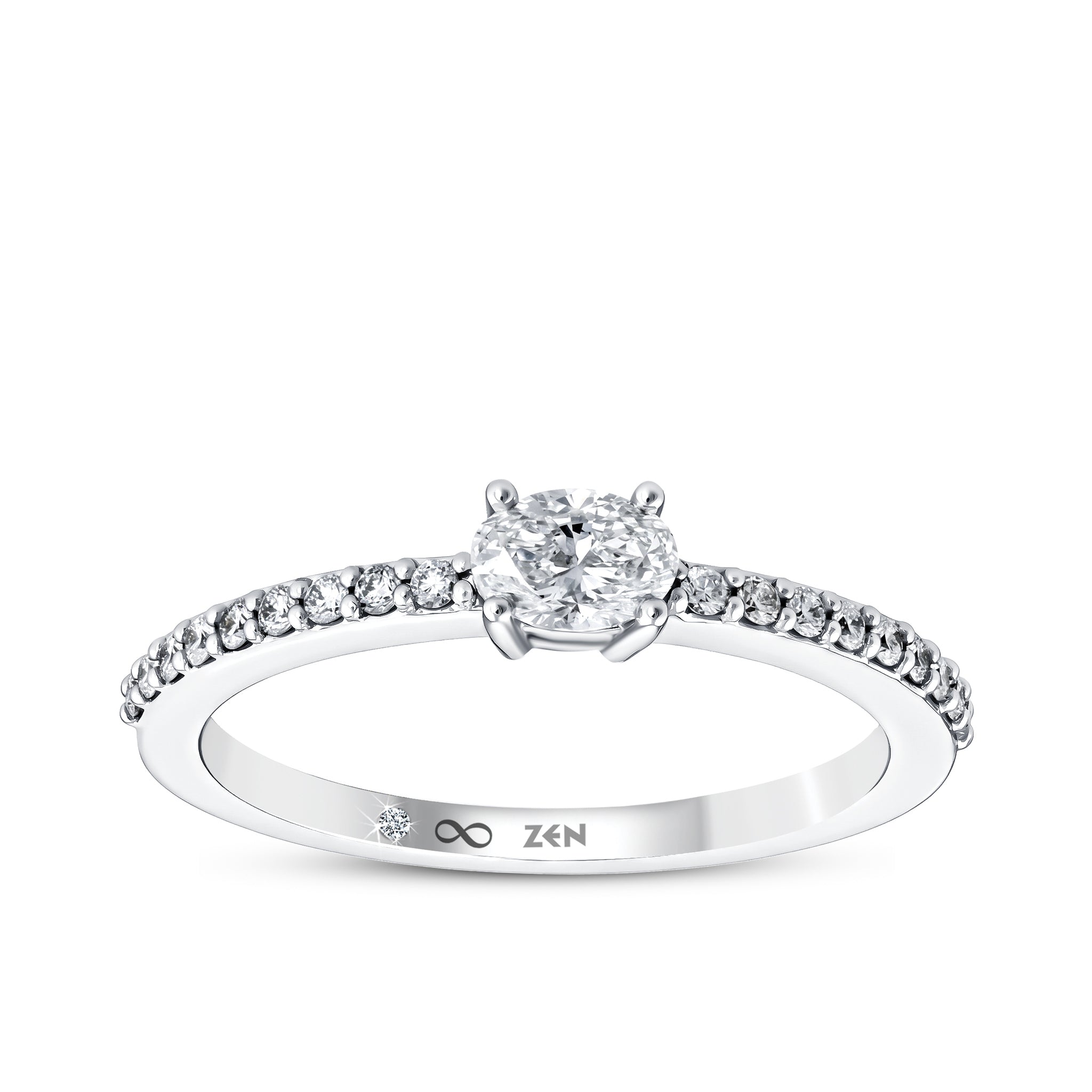 Diamond Side Stone Engagement Ring