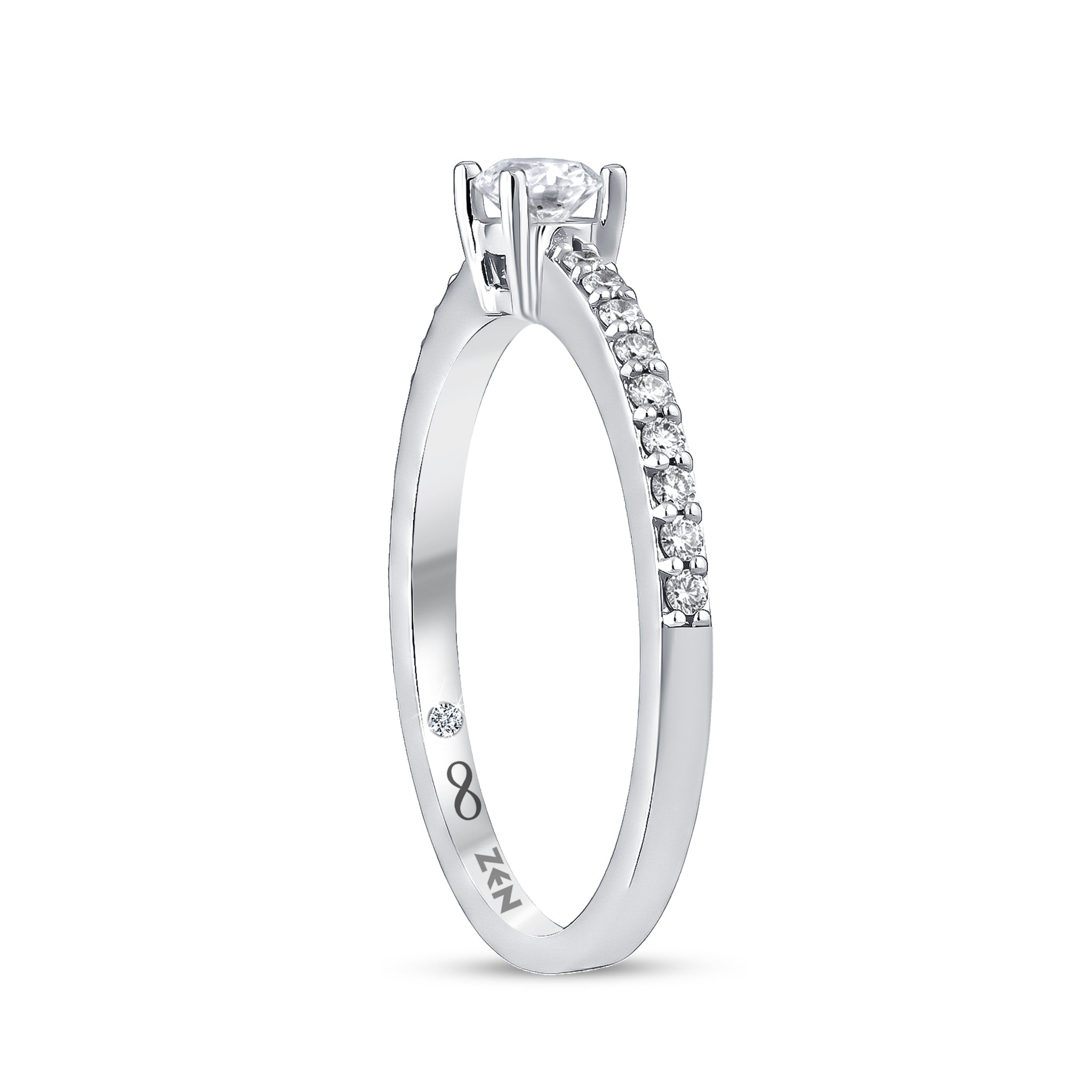 Diamond Side Stone Engagement Ring