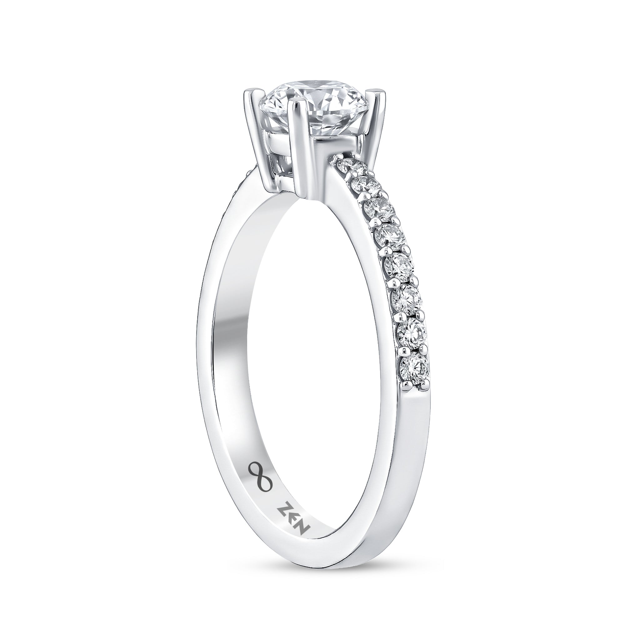 Diamond Side Stone Engagement Ring