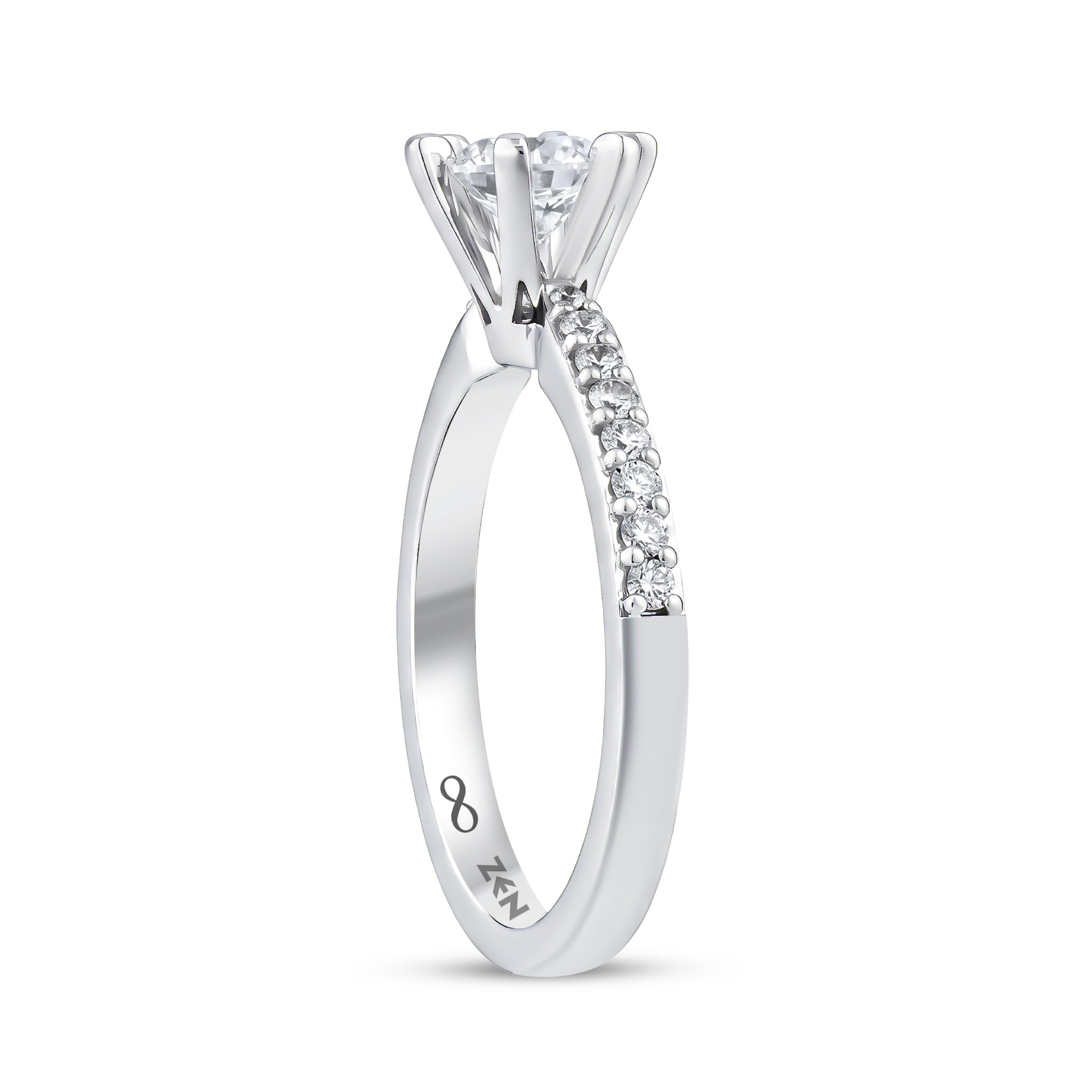 Diamond Side Stone Engagement Ring
