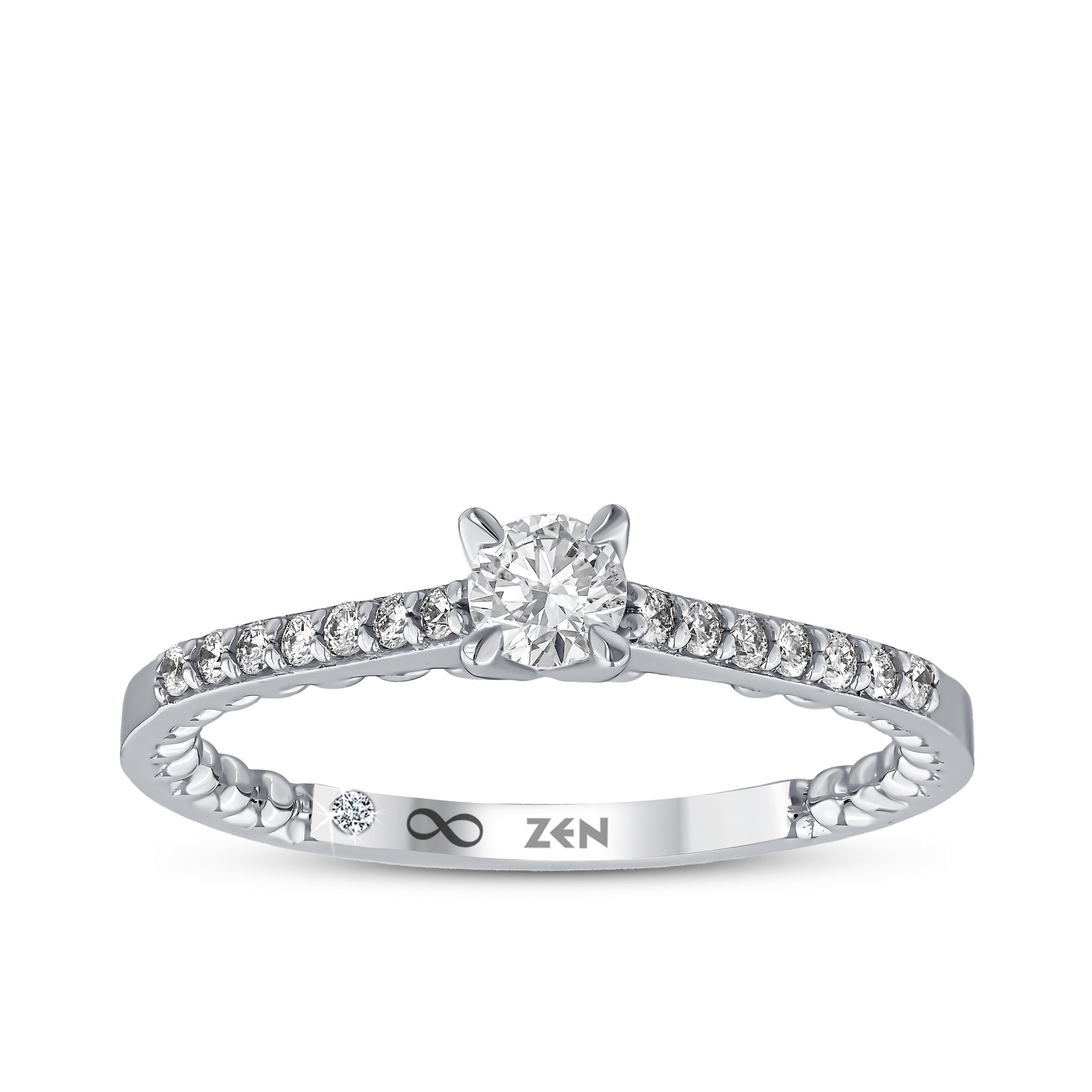 Diamond Side Stone Engagement Ring