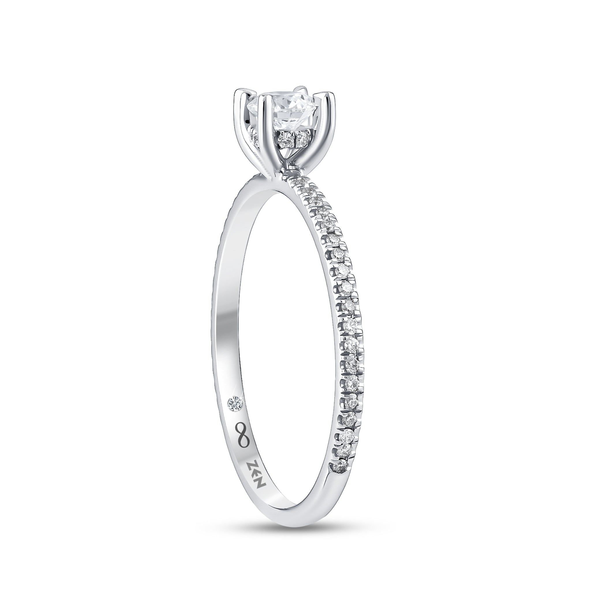 Diamond Side Stone Engagement Ring