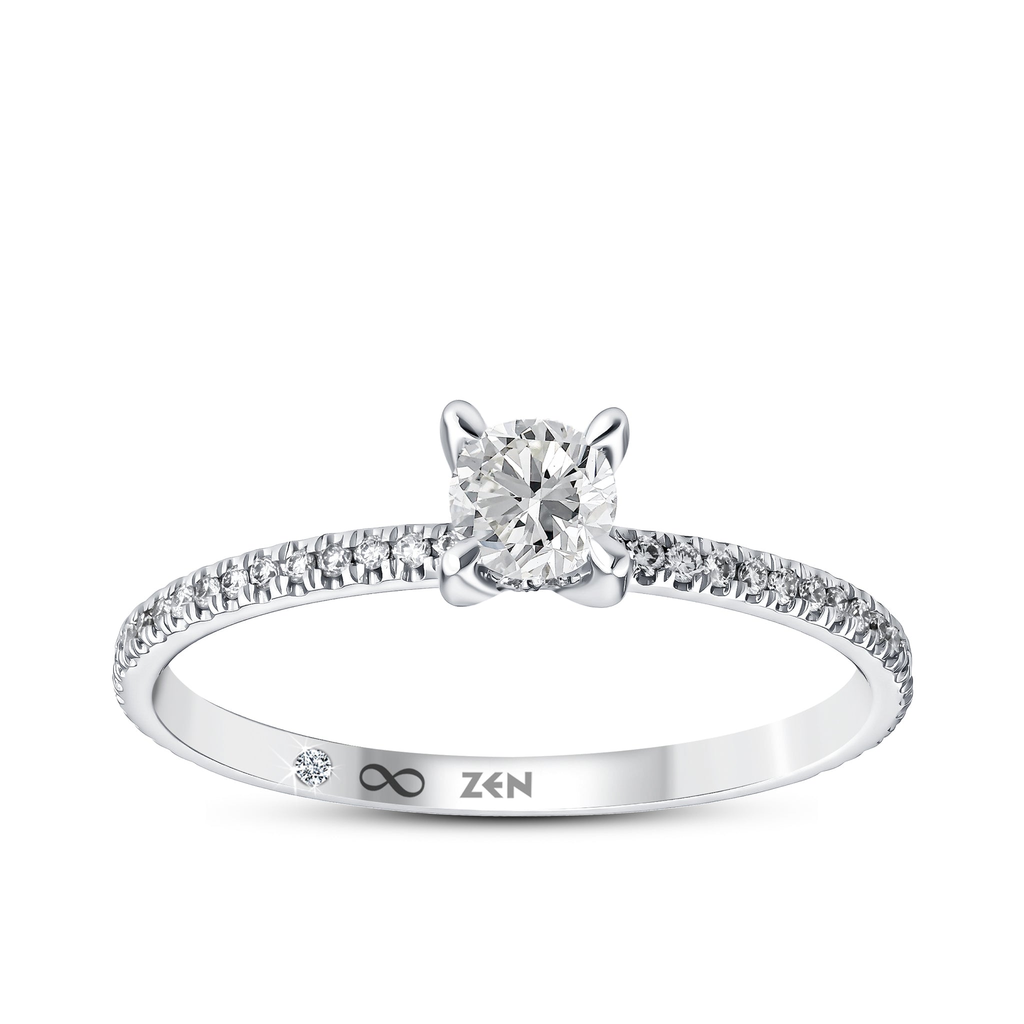 Diamond Side Stone Engagement Ring