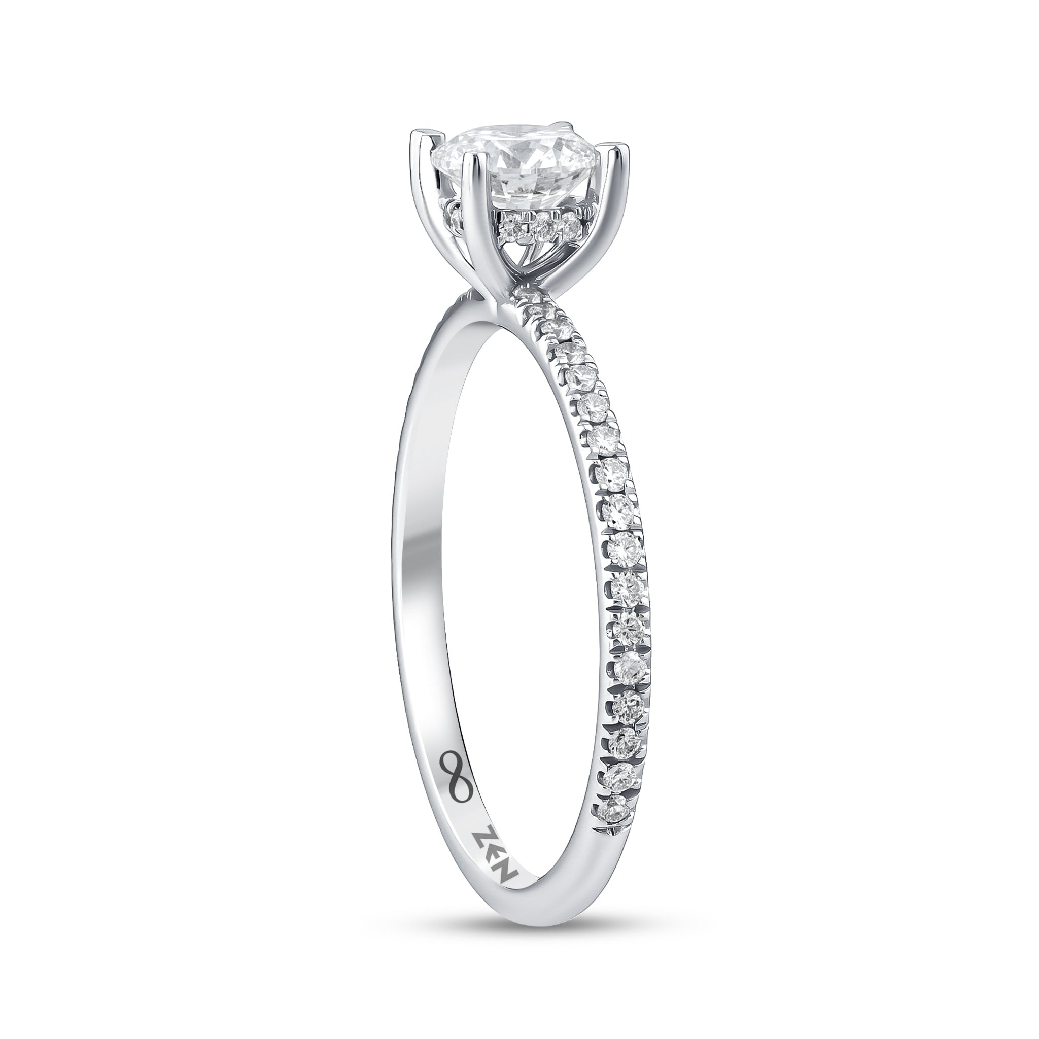 Diamond Side Stone Engagement Ring