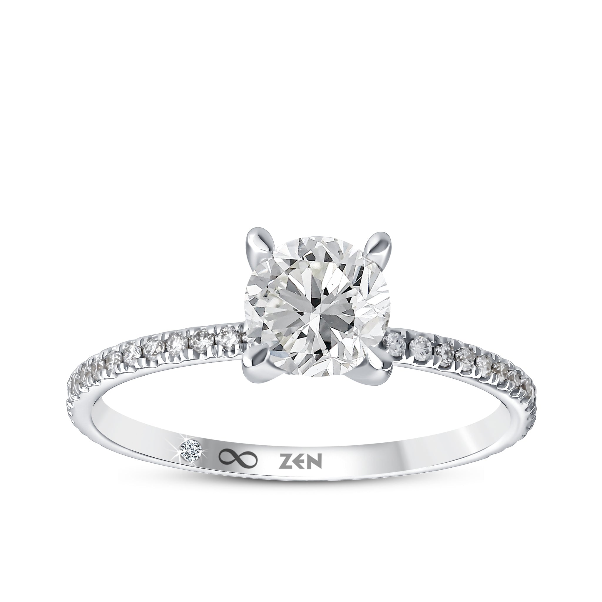 Diamond Side Stone Engagement Ring