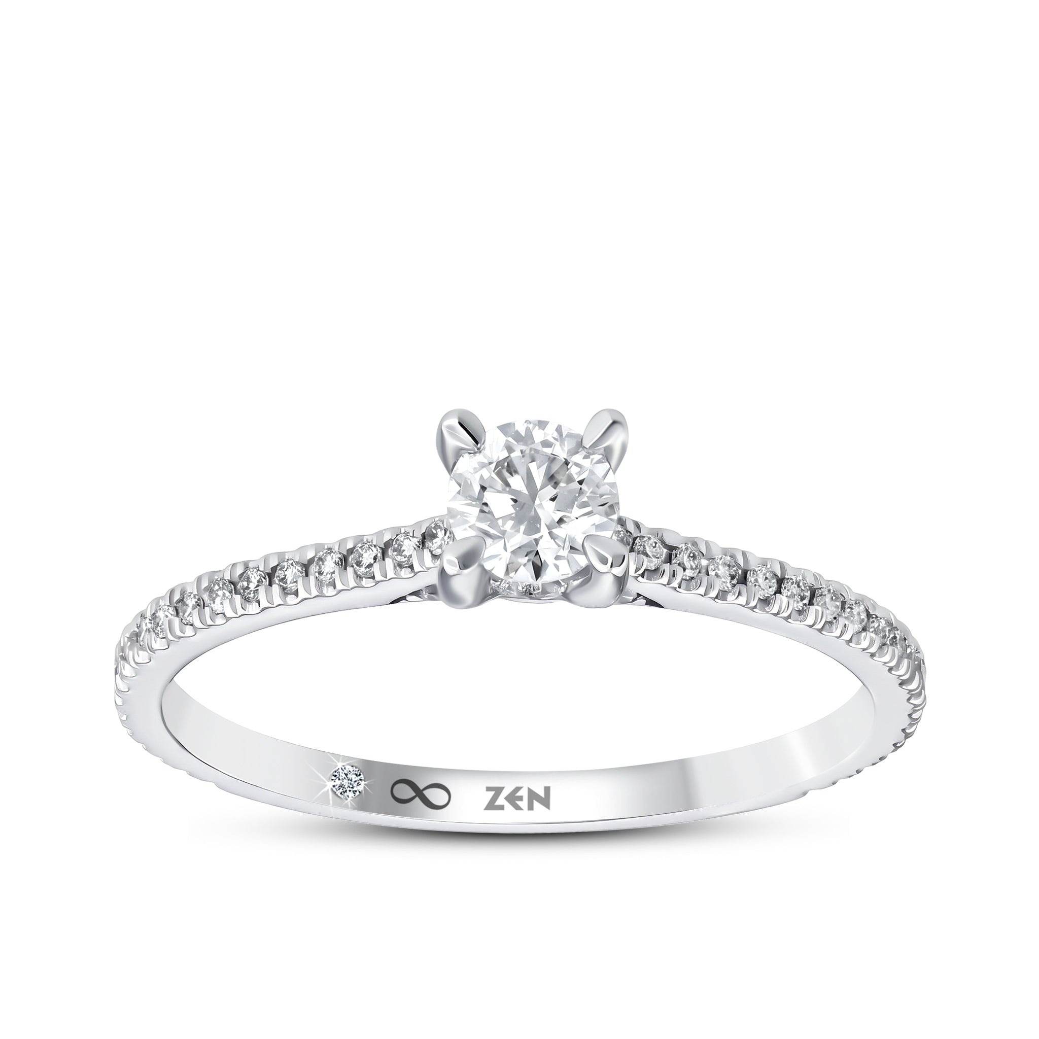Diamond Side Stone Engagement Ring
