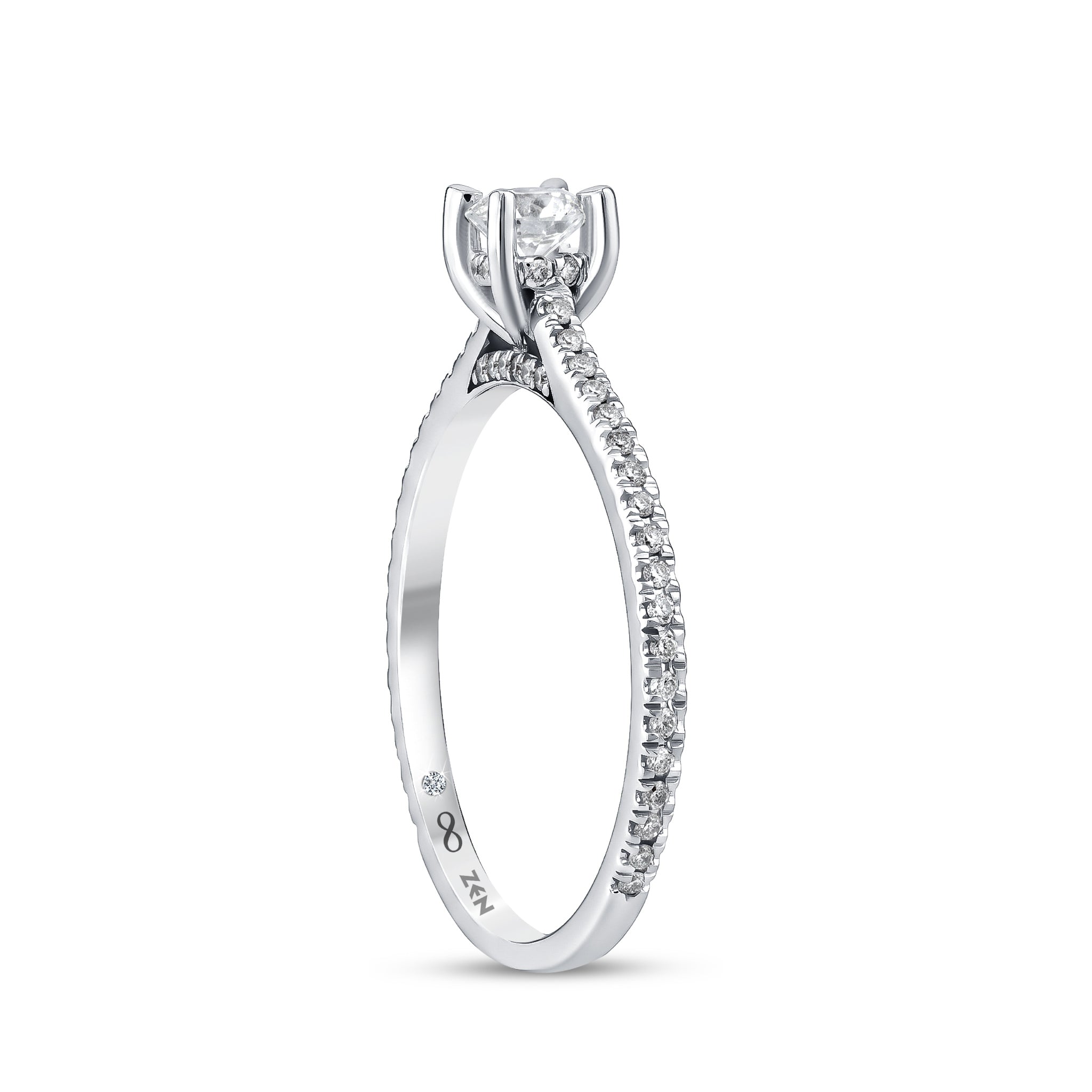 Diamond Side Stone Engagement Ring