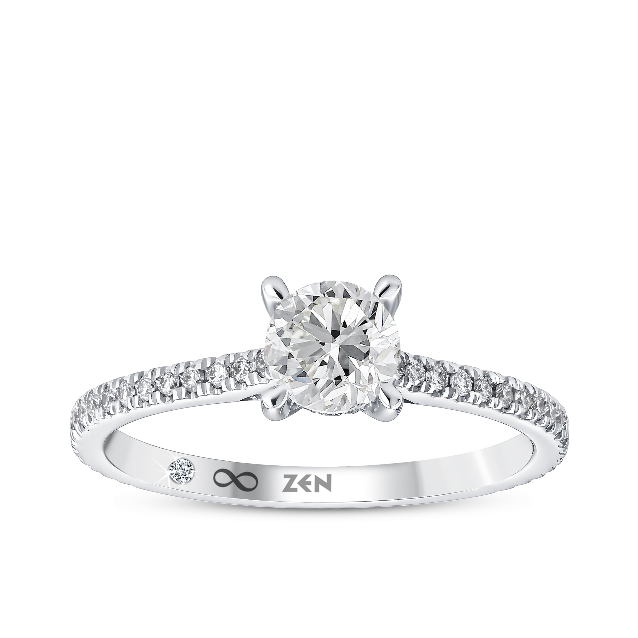 Diamond Side Stone Engagement Ring