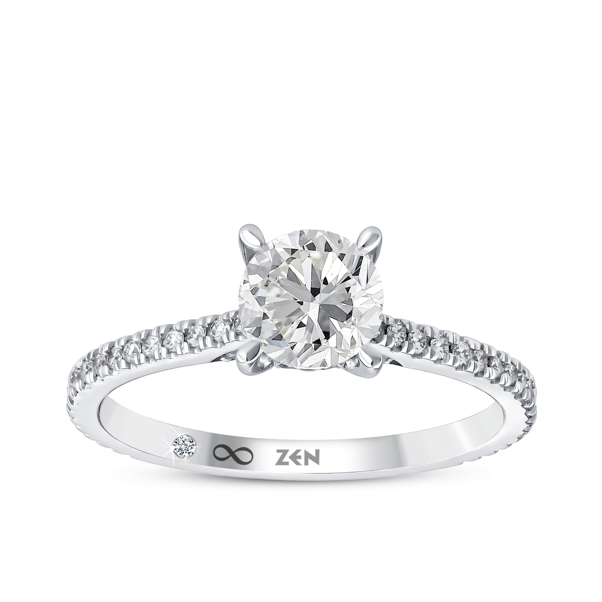 Diamond Side Stone Engagement Ring