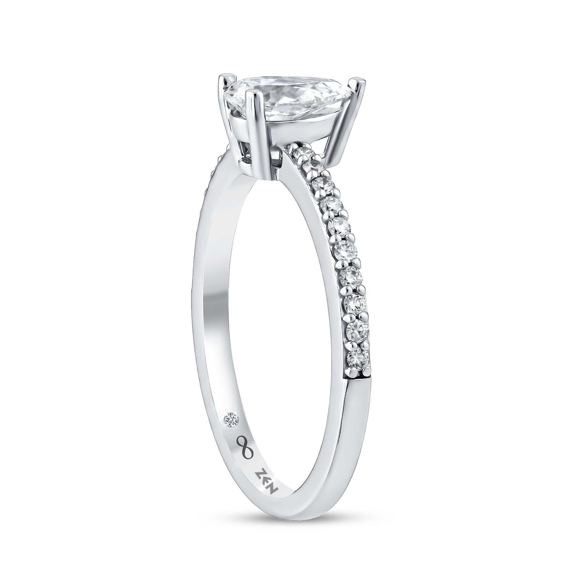 Diamond Side Stone Engagement Ring