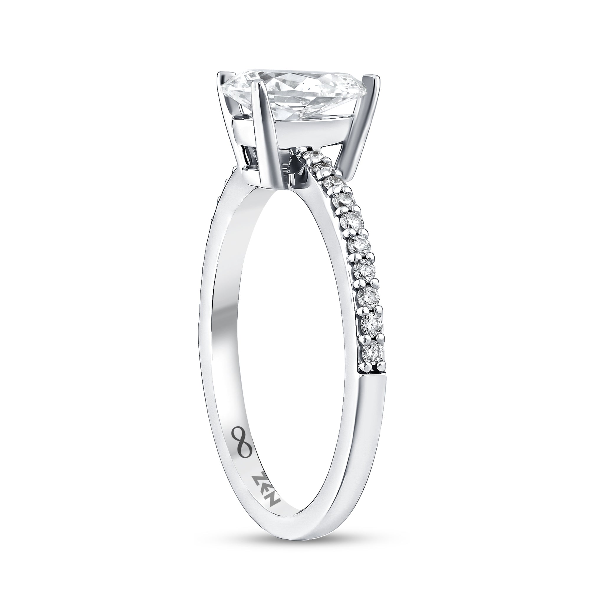 Diamond Side Stone Engagement Ring