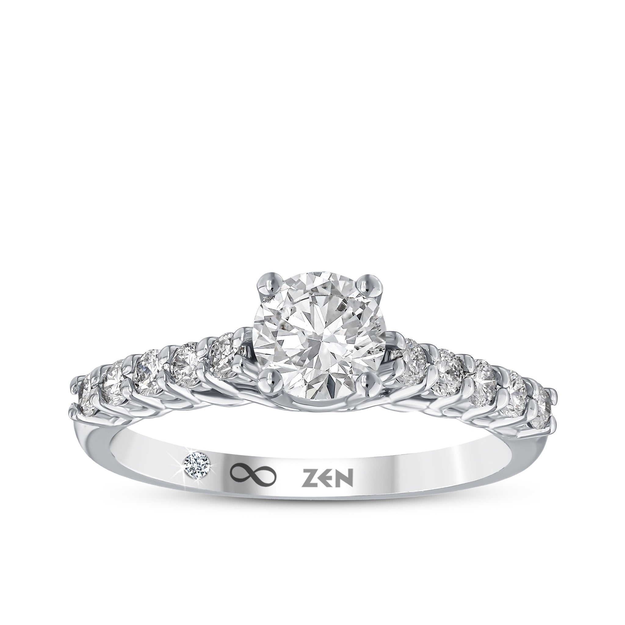 Diamond Side Stone Engagement Ring