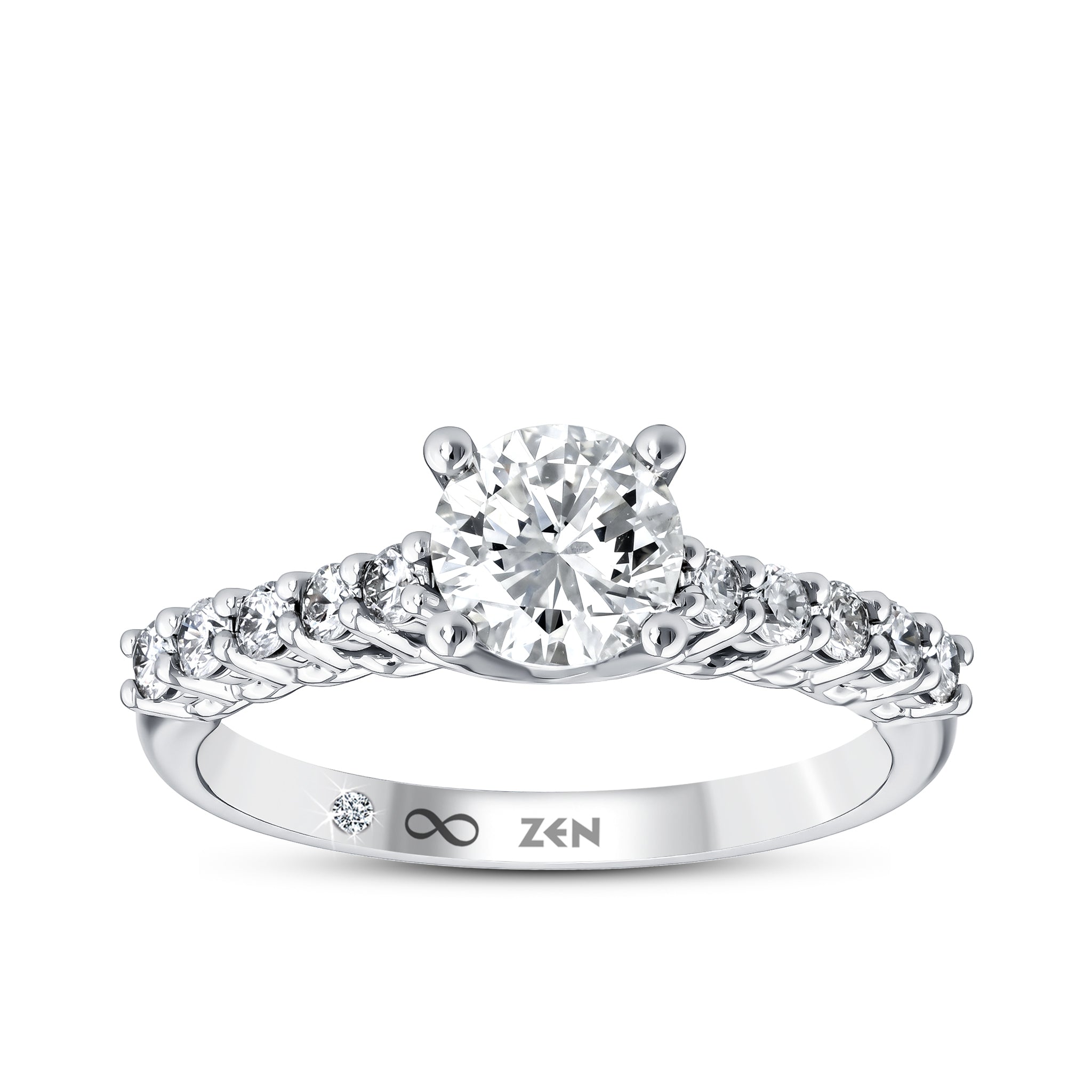 Diamond Side Stone Engagement Ring