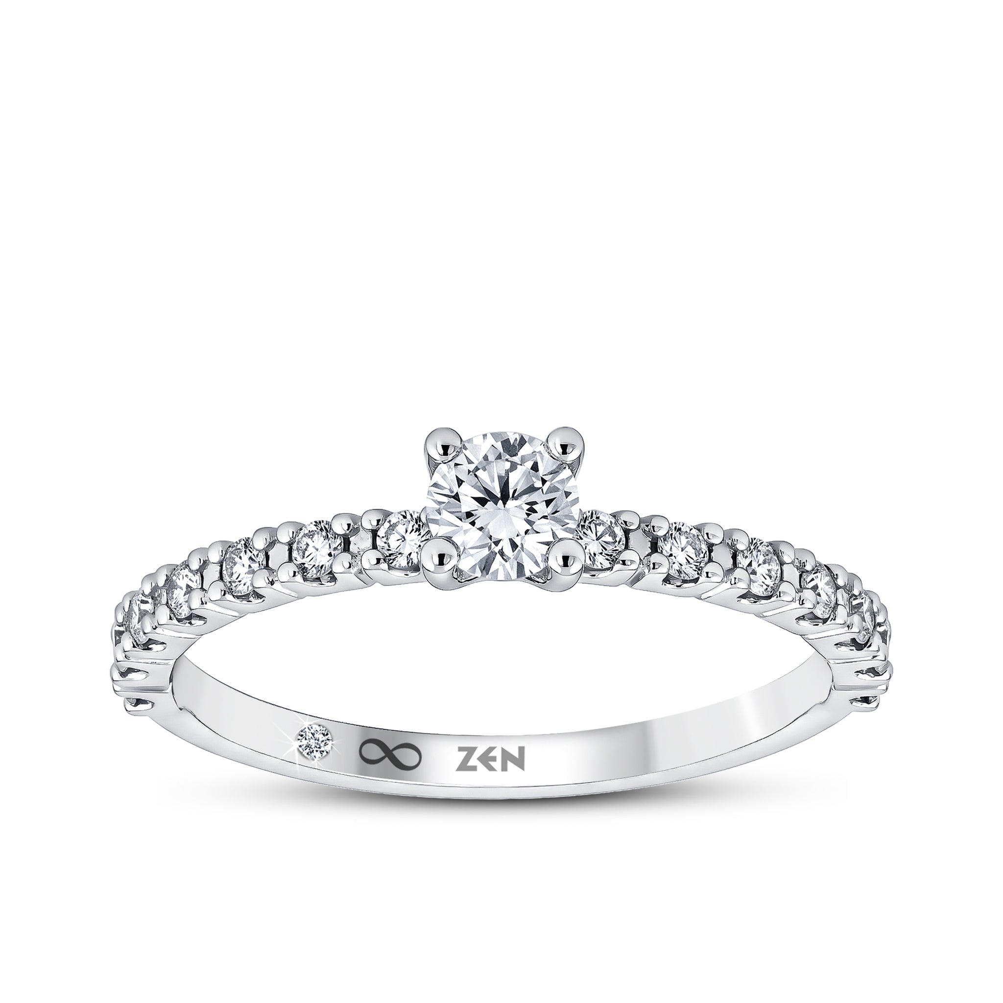 Diamond Side Stone Engagement Ring