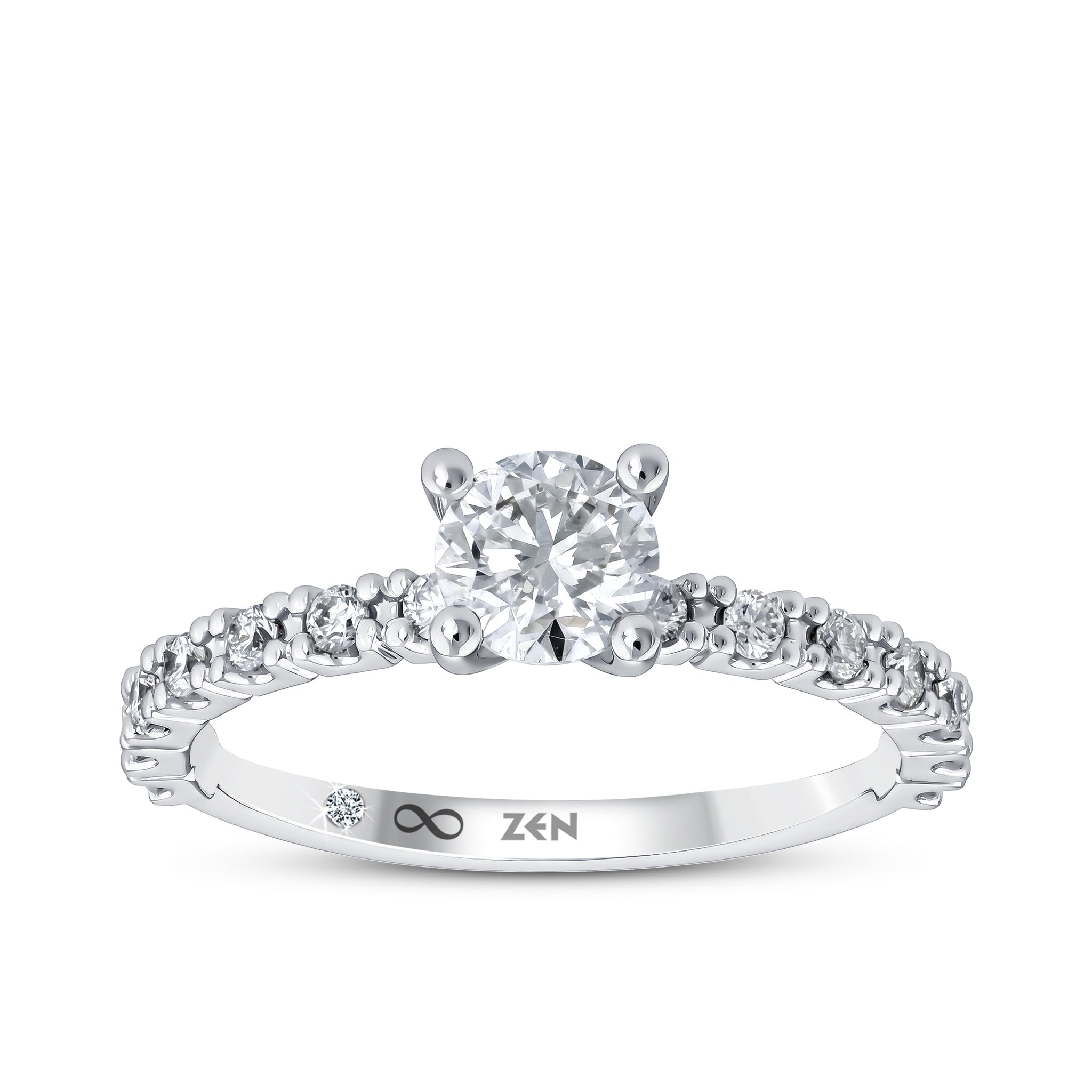 Diamond Side Stone Engagement Ring