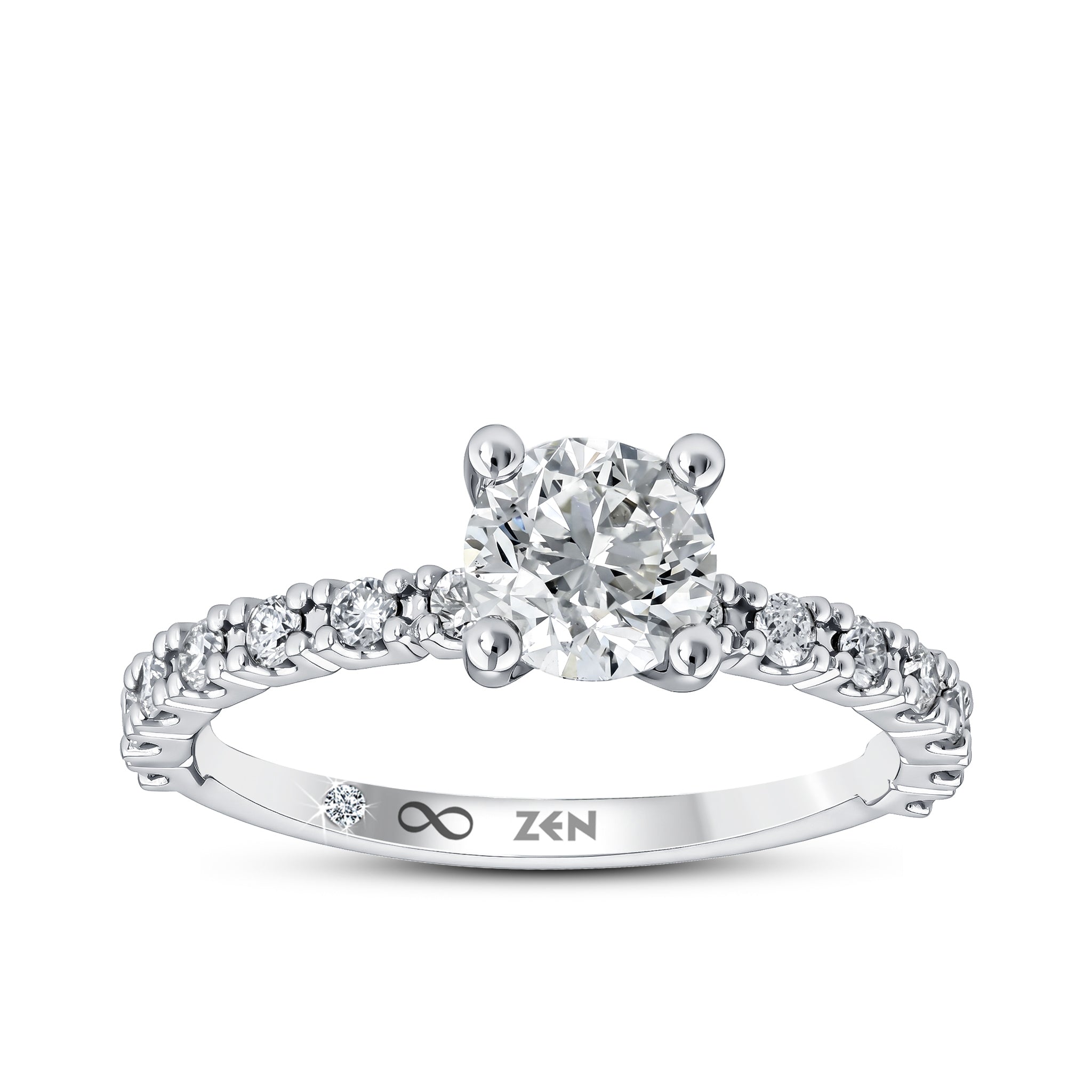 Diamond Side Stone Engagement Ring