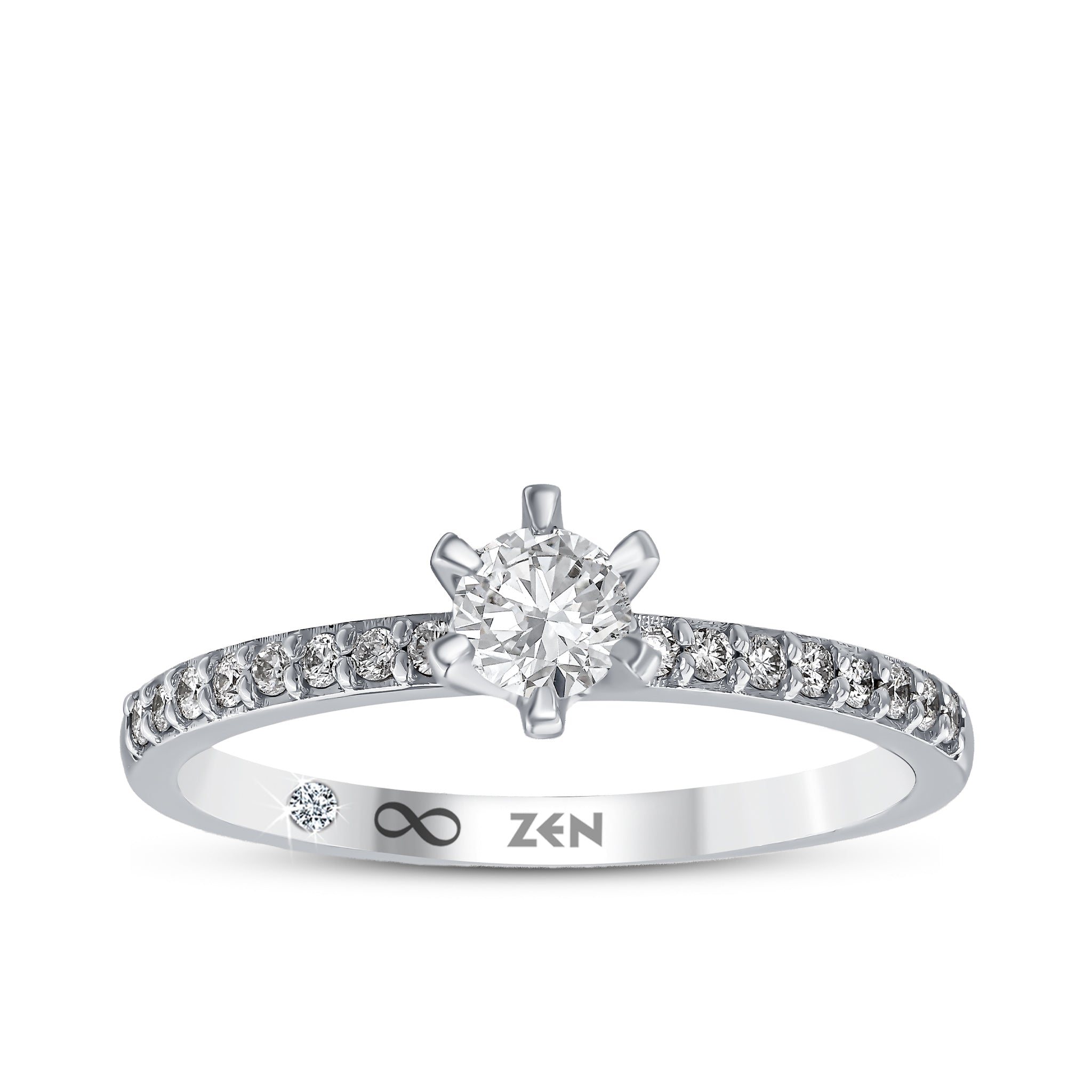 Diamond Side Stone Engagement Ring