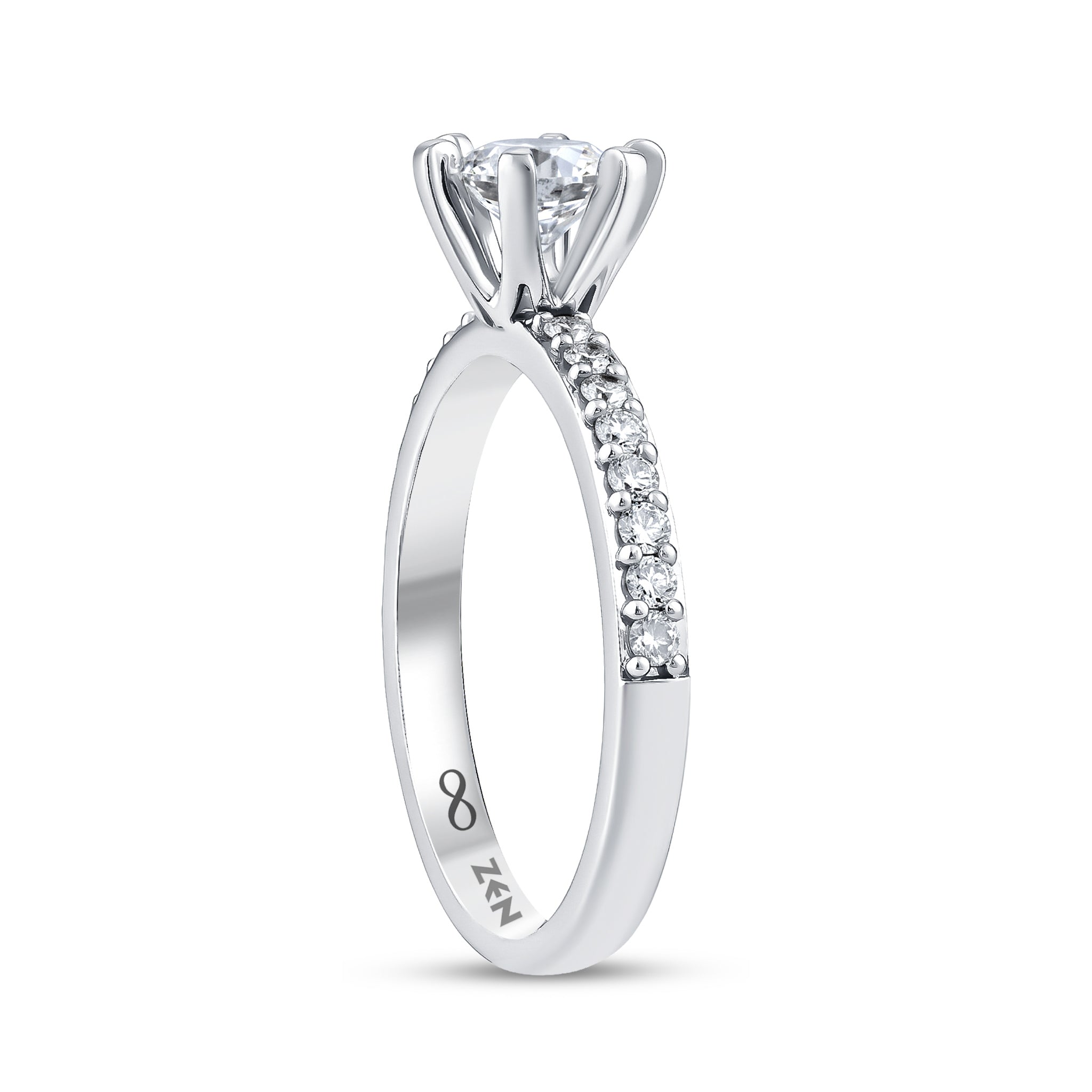Diamond Side Stone Engagement Ring