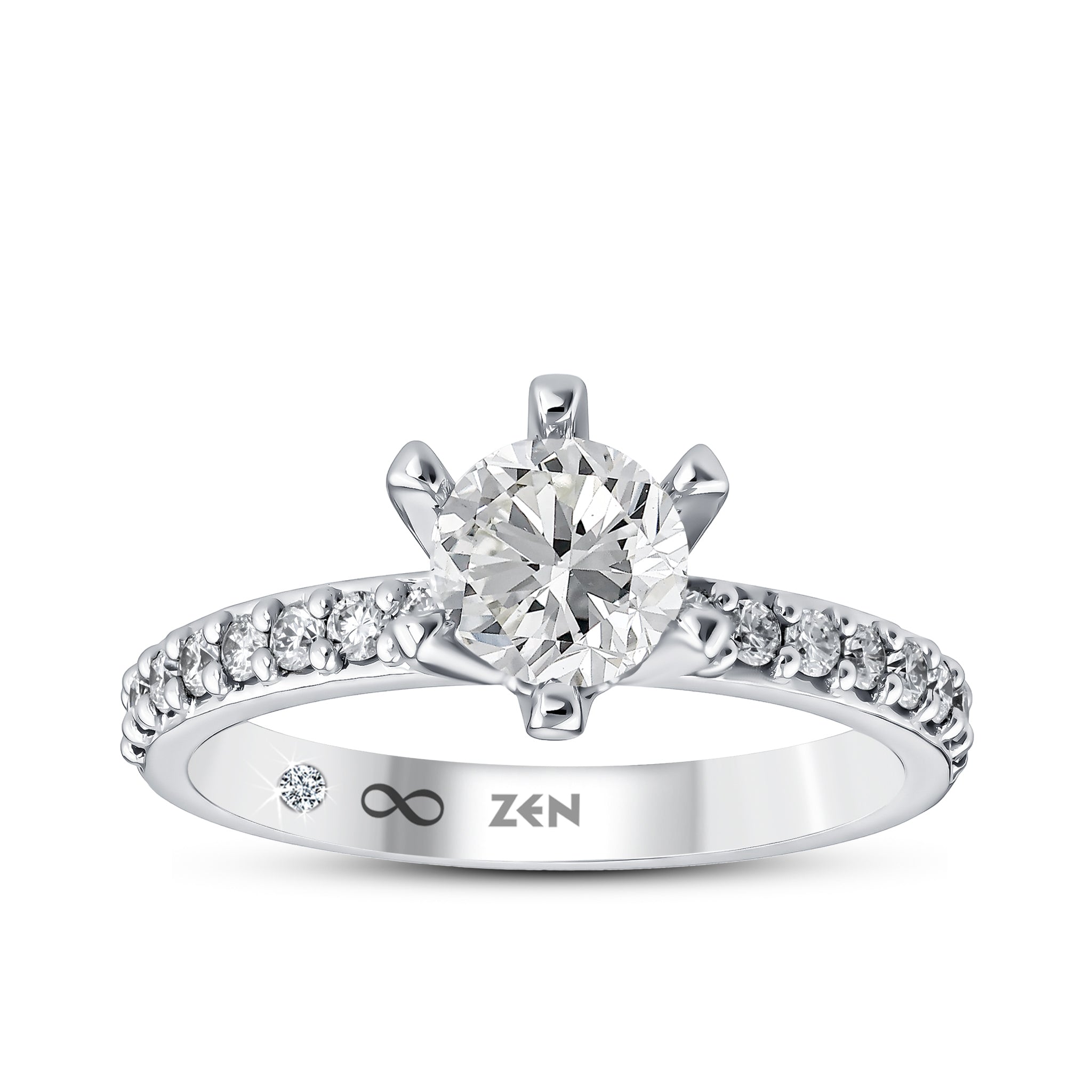 Diamond Side Stone Engagement Ring