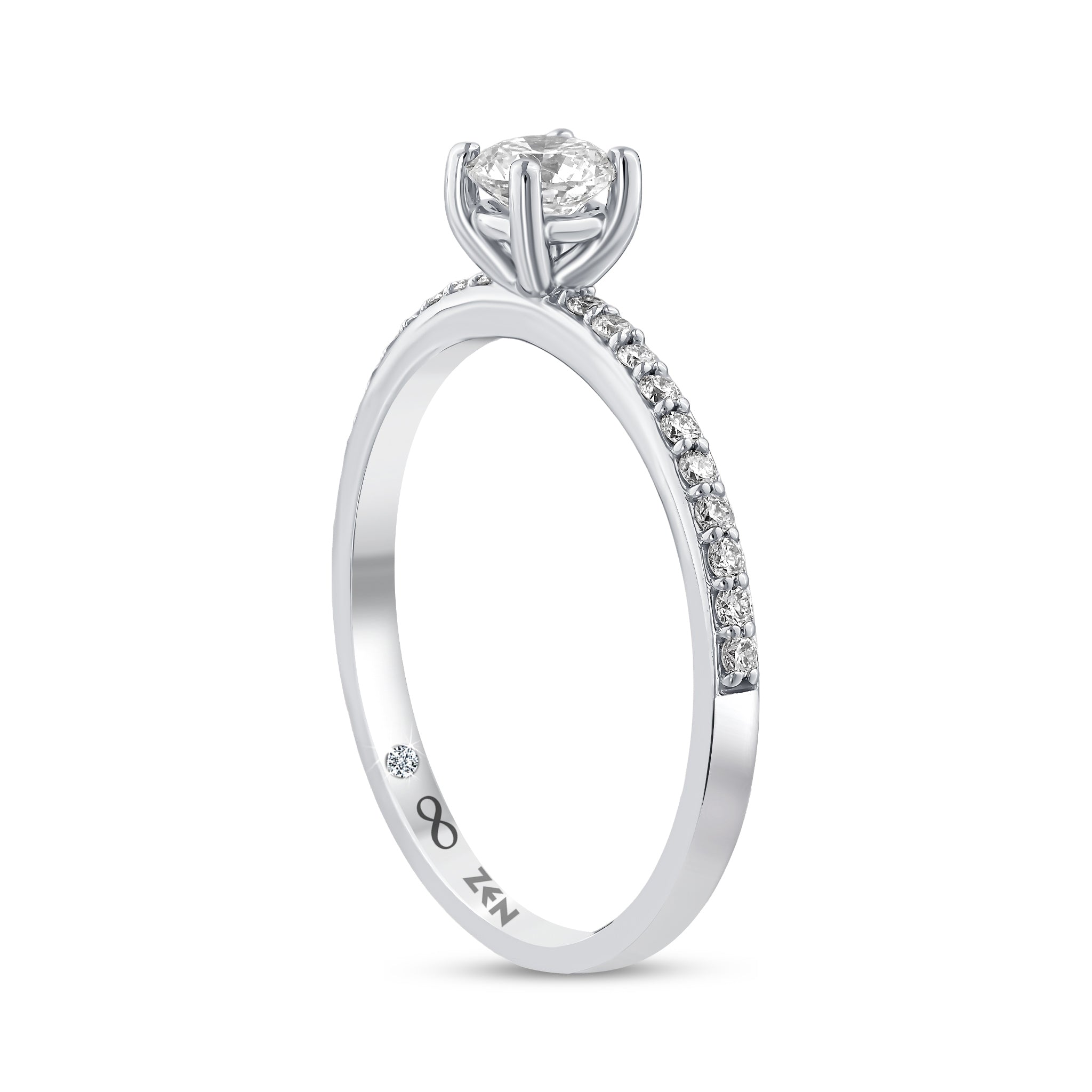 Diamond Side Stone Engagement Ring