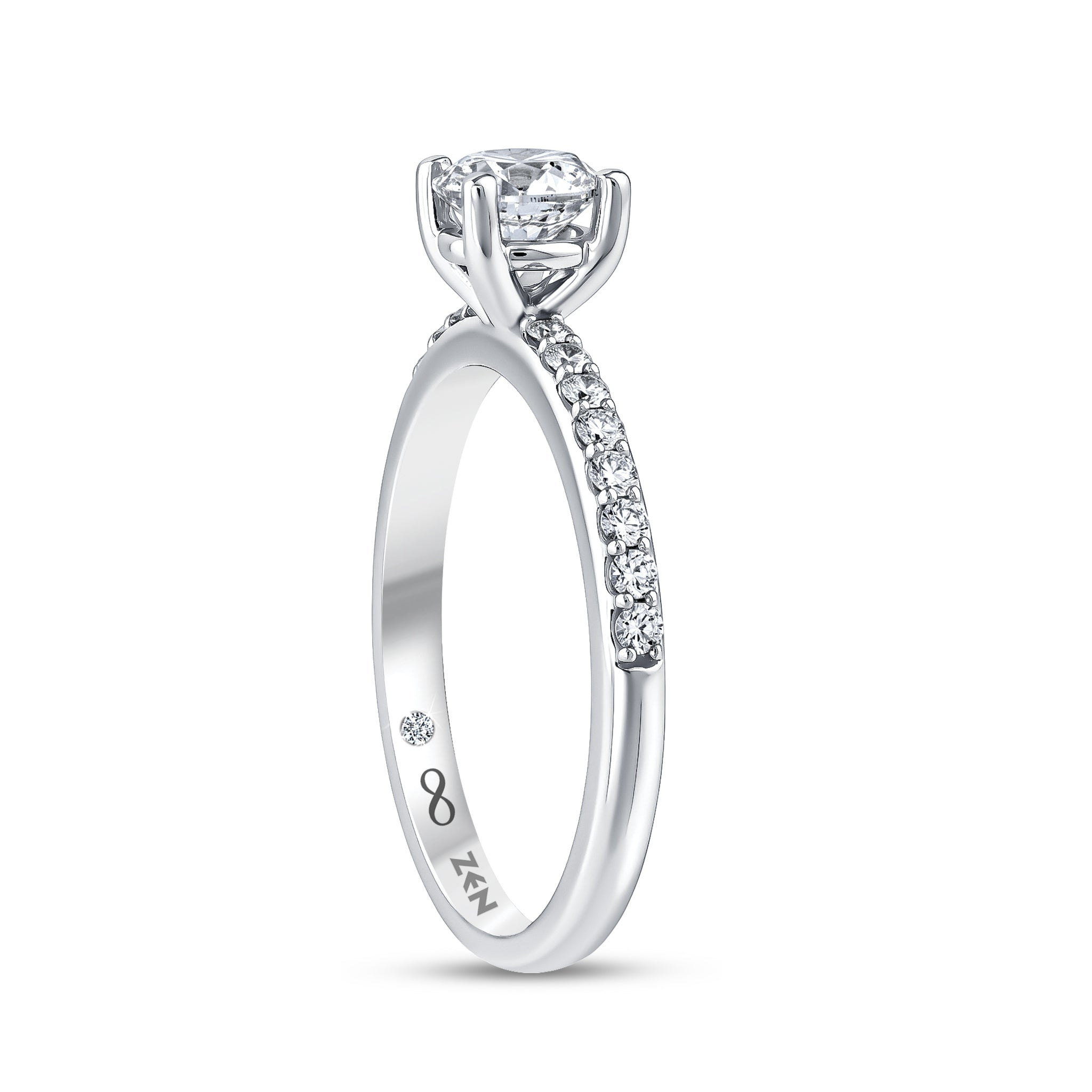 Diamond Side Stone Engagement Ring