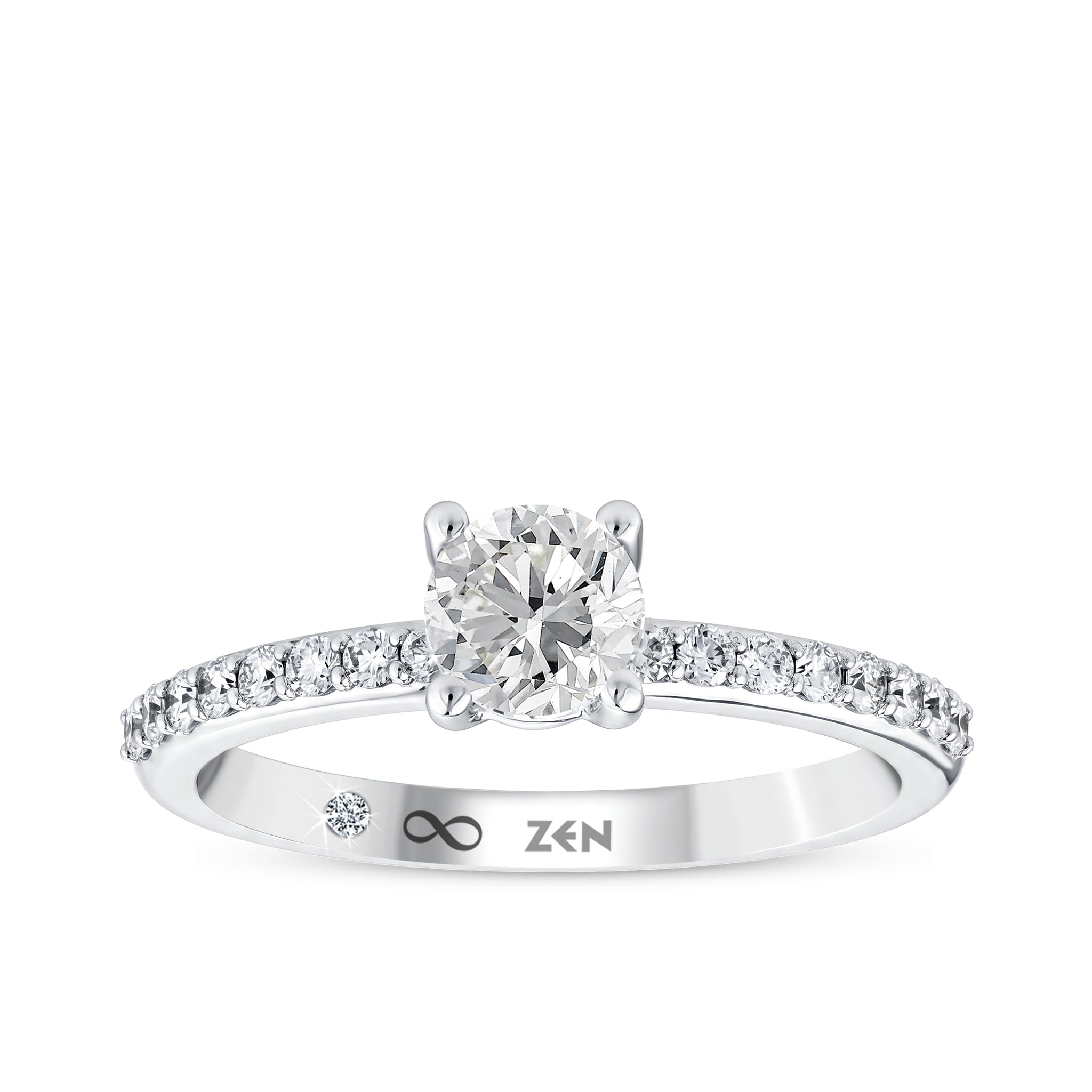 Diamond Side Stone Engagement Ring