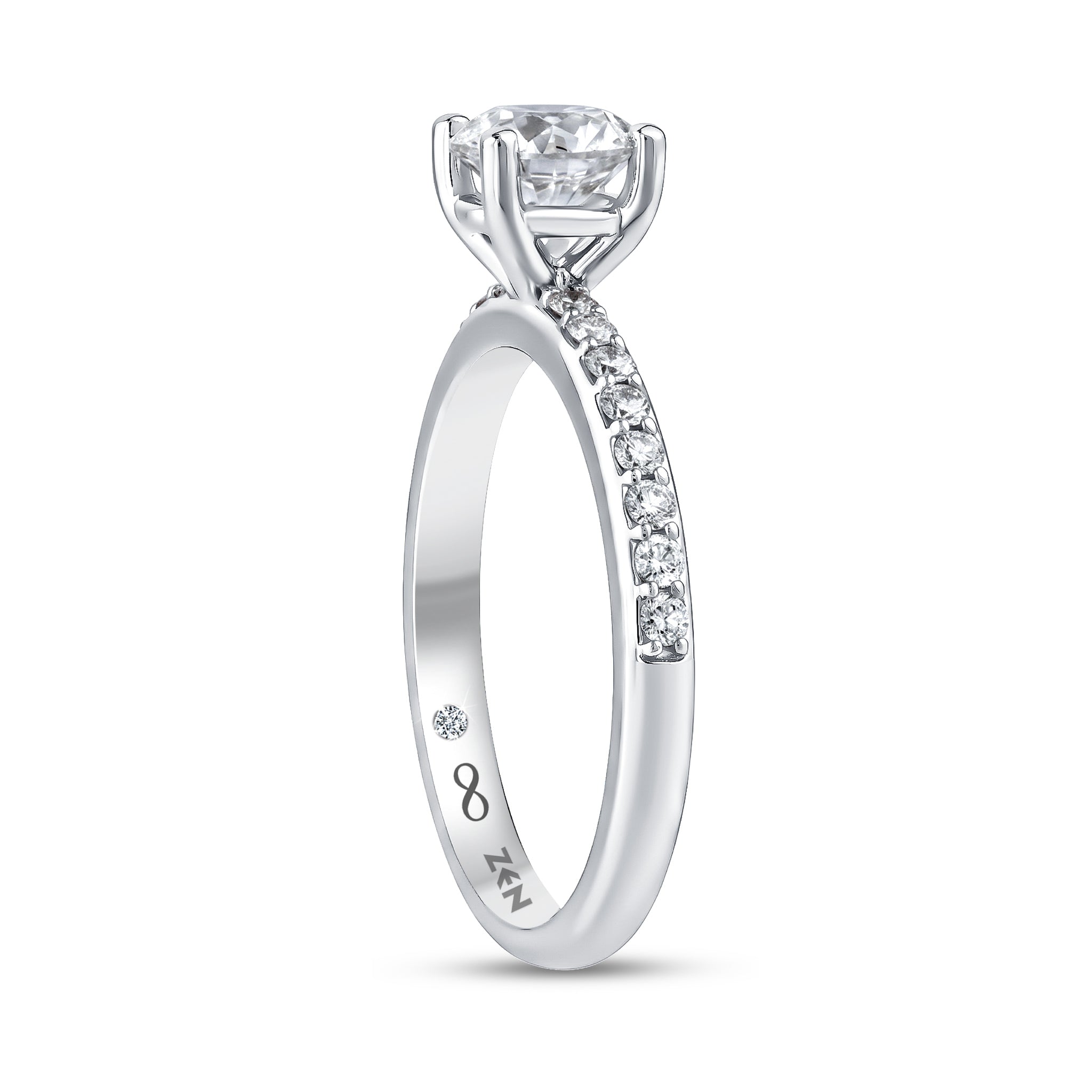 Diamond Side Stone Engagement Ring