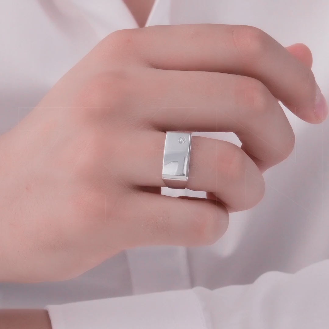 Men's Silver Diamond Ring